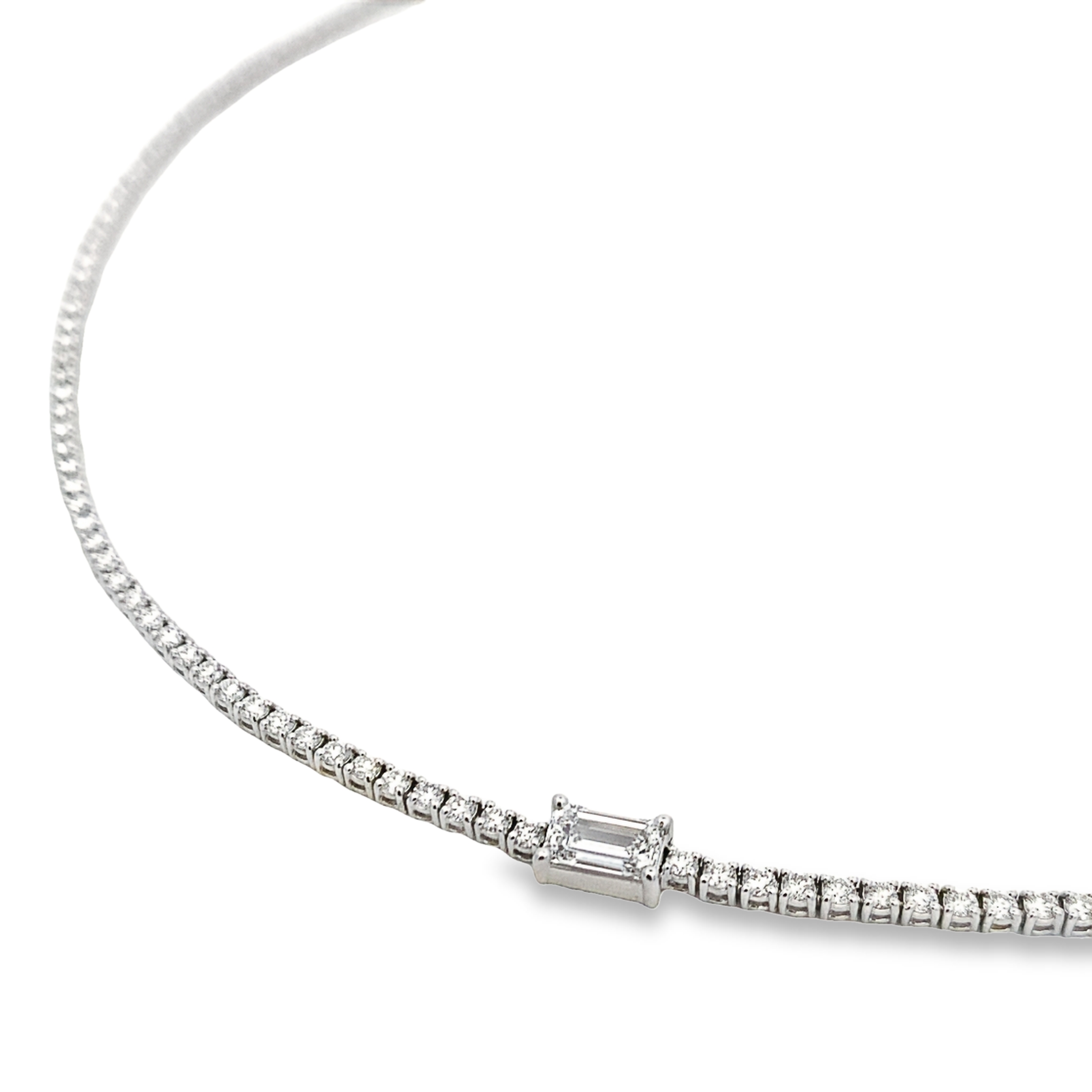 Norman Silverman 18K White Gold Accent Diamond Tennis Necklace