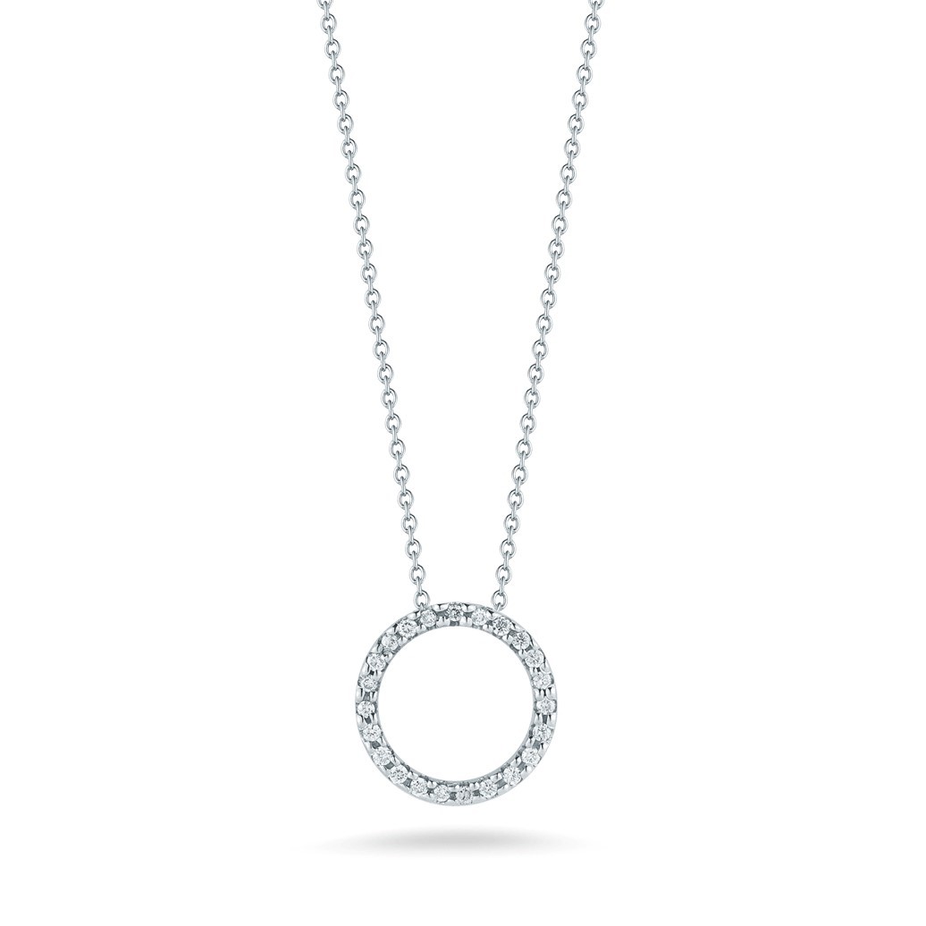 Roberto Coin 18K White Gold Tiny Treasures Diamond Circle Pendant