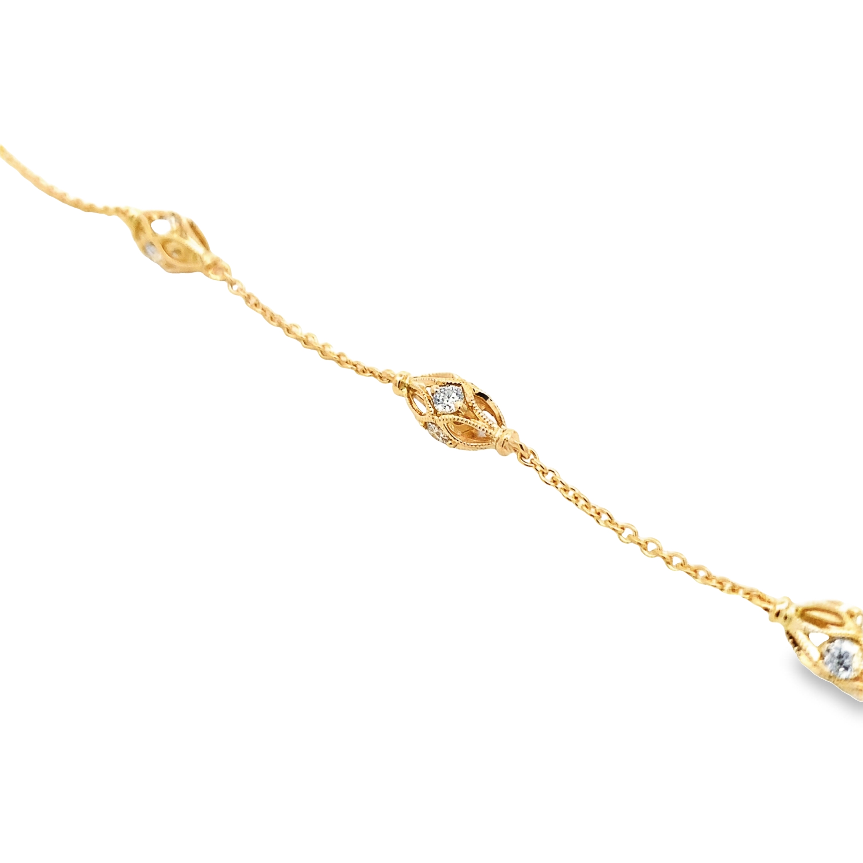 14K Yellow Gold Diamond Station Necklace