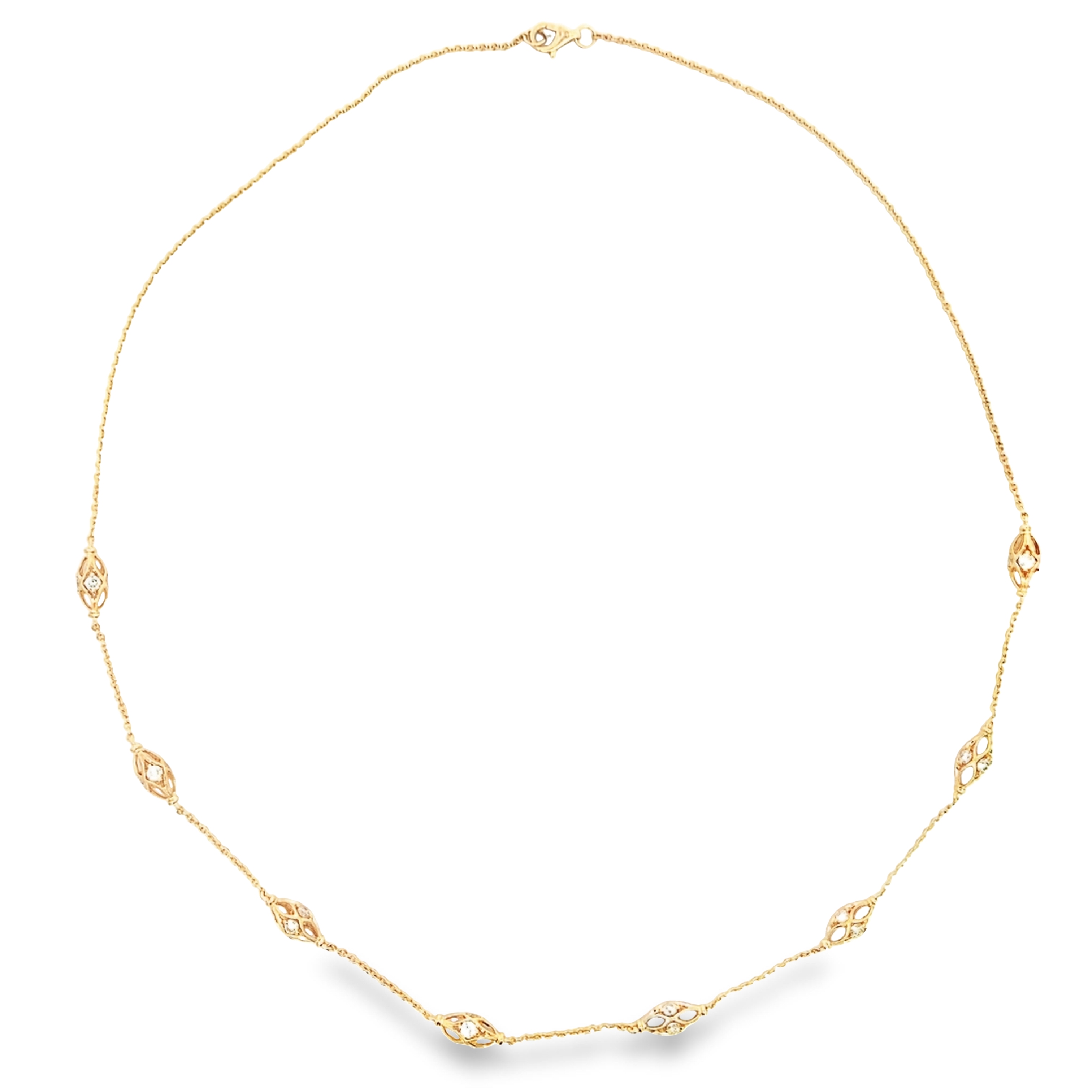 14K Yellow Gold Diamond Station Necklace