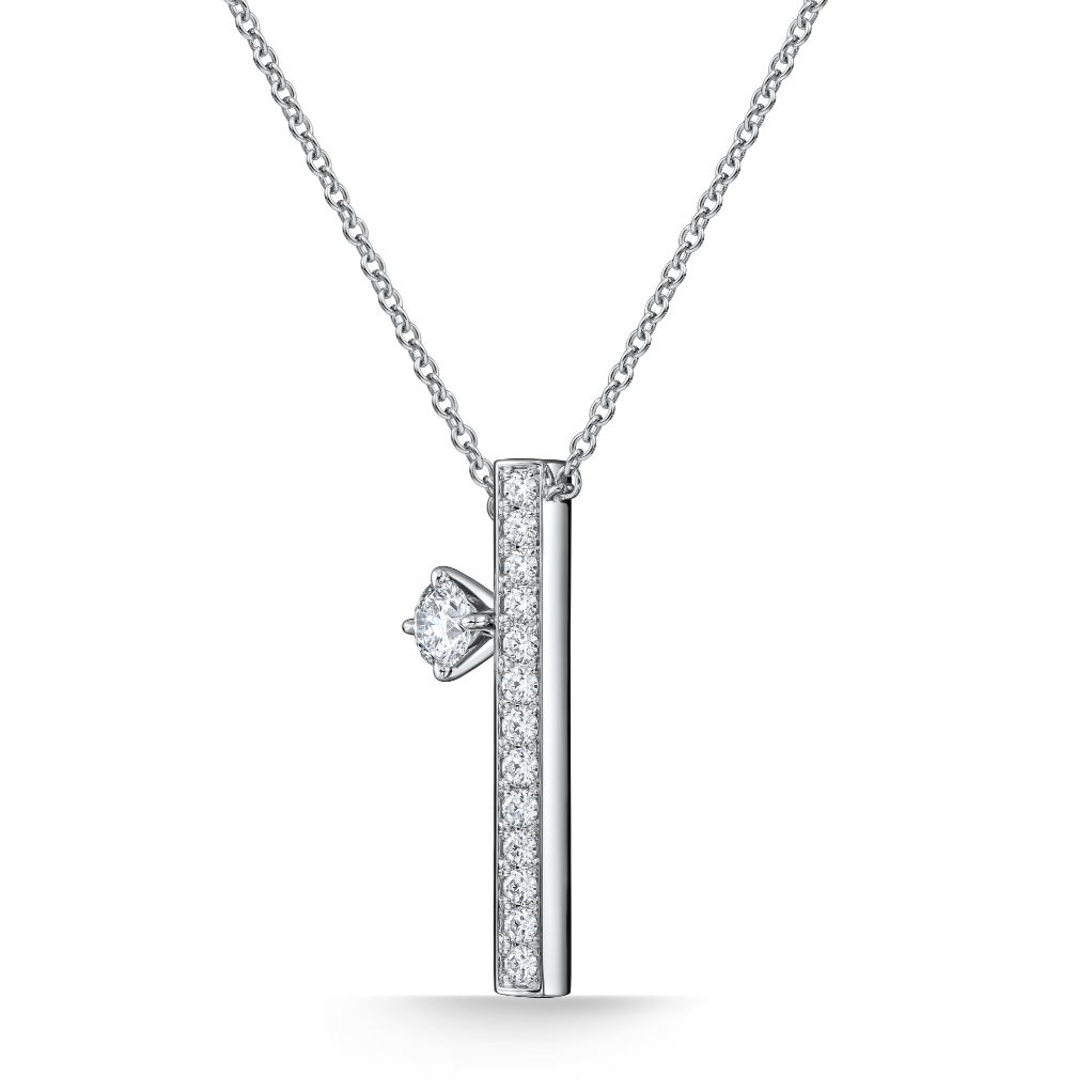 Hearts On Fire 18K White Gold Barre Floating Diamond Bar Pendant