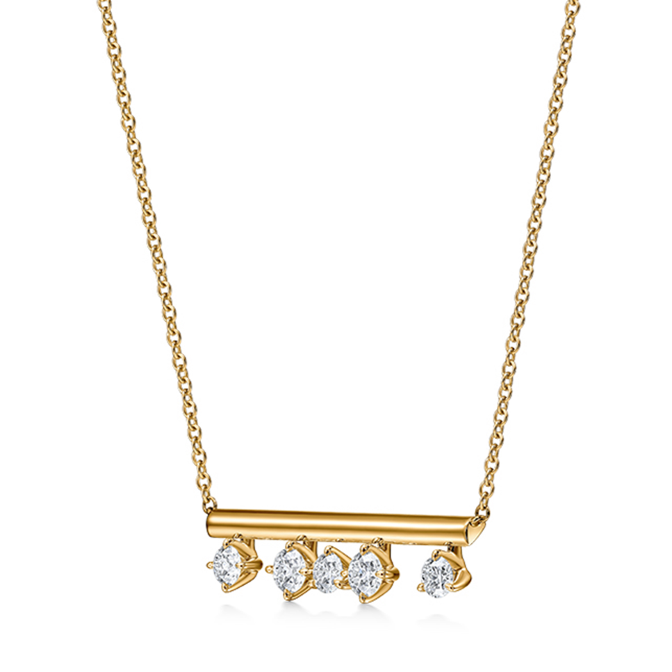 Hearts On Fire 18K Yellow Gold Floating Diamond Bar Necklace