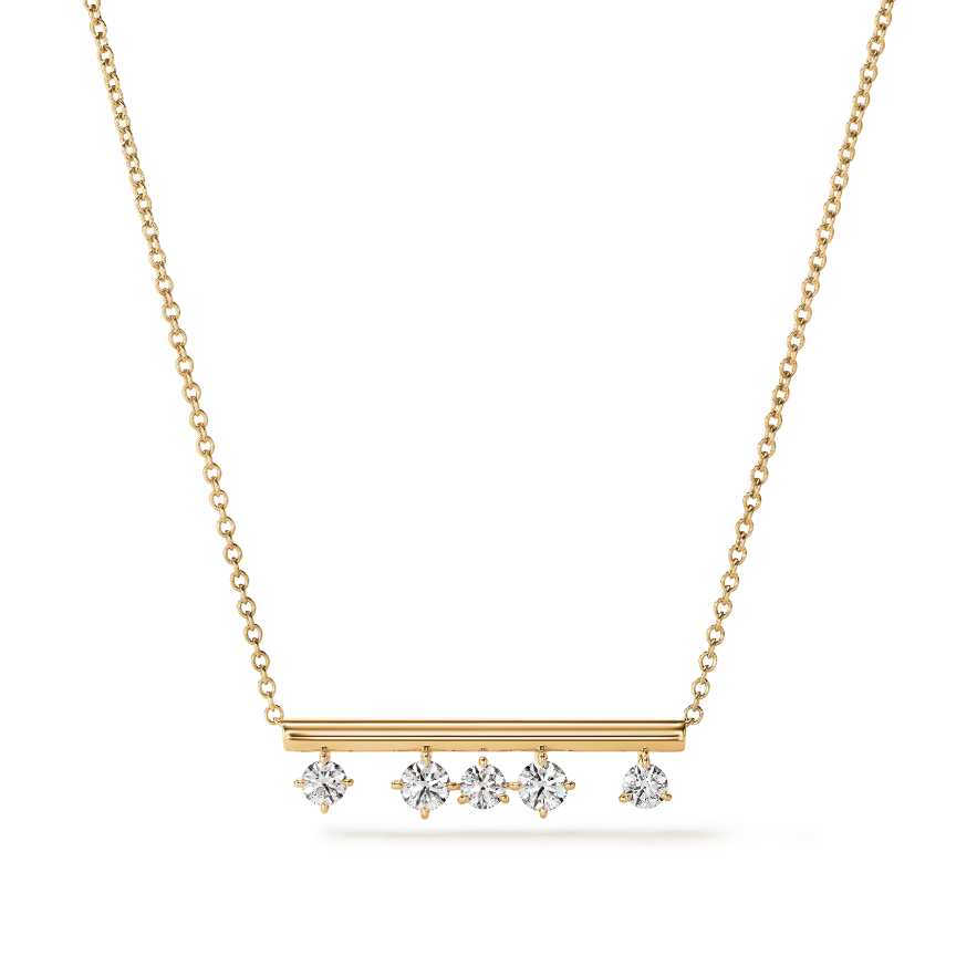 Hearts On Fire 18K Yellow Gold Floating Diamond Bar Necklace