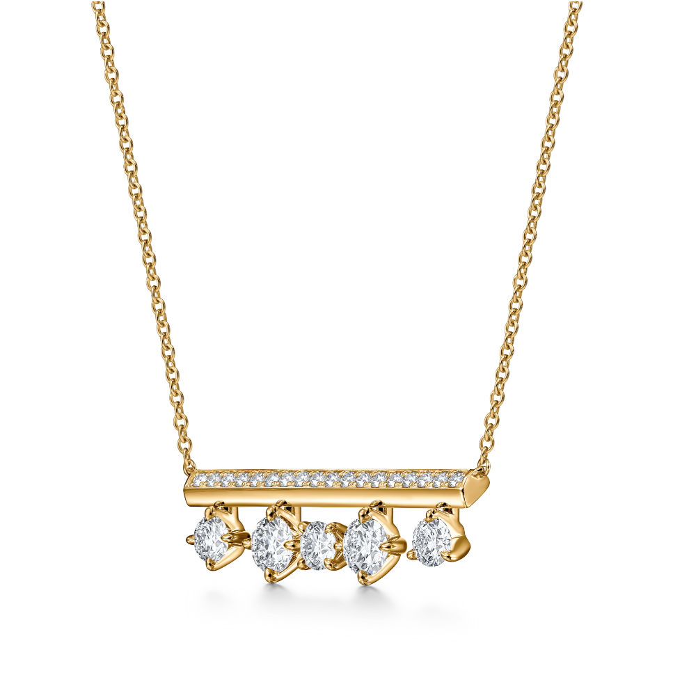 Hearts On Fire 18K Yellow Gold Floating Diamond Bar Necklace