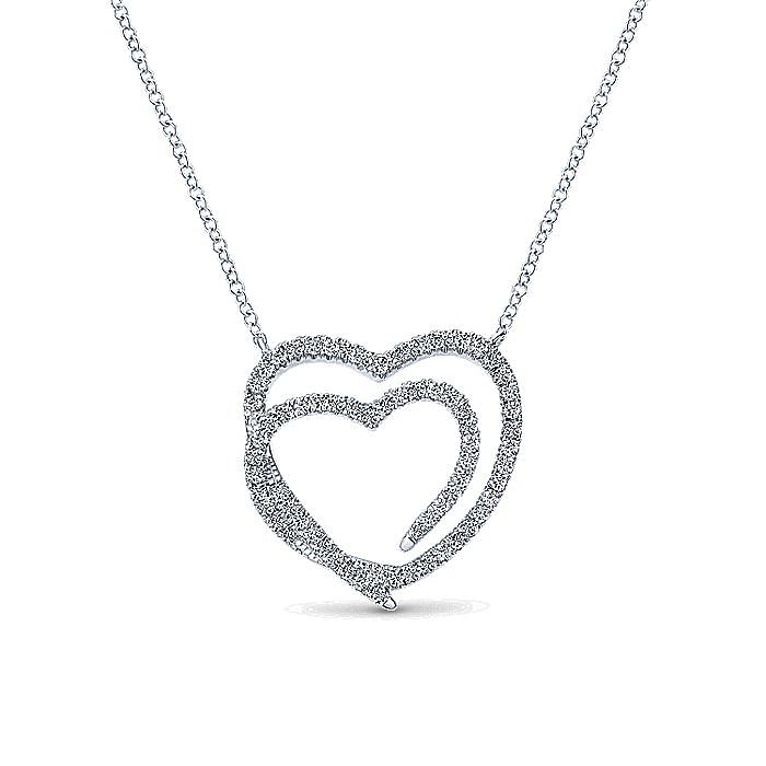 Gabriel & Co. 14K White Gold Diamond Heart Necklace