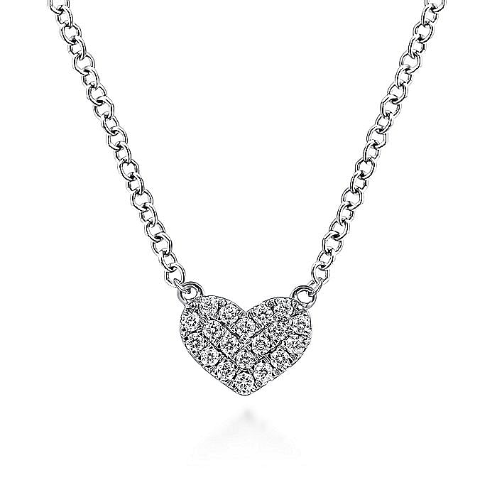 Gabriel & Co. 14K White Gold Diamond Heart Necklace