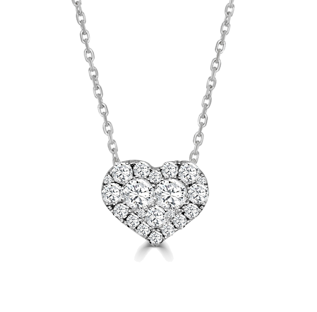 Frederic Sage 14K White Gold Diamond Heart Pendant