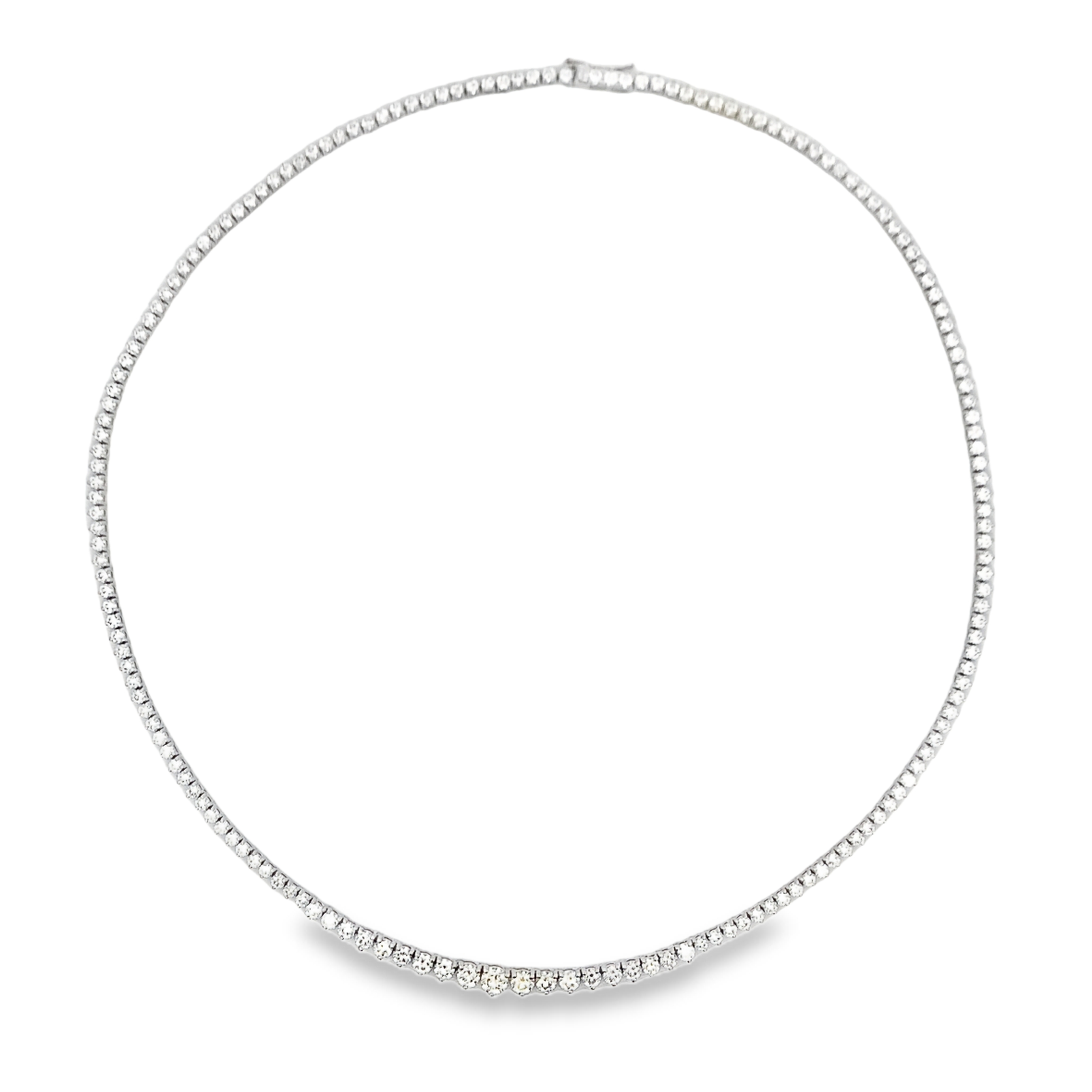 Norman Silverman 18K White Gold Graduated Tennis Necklace