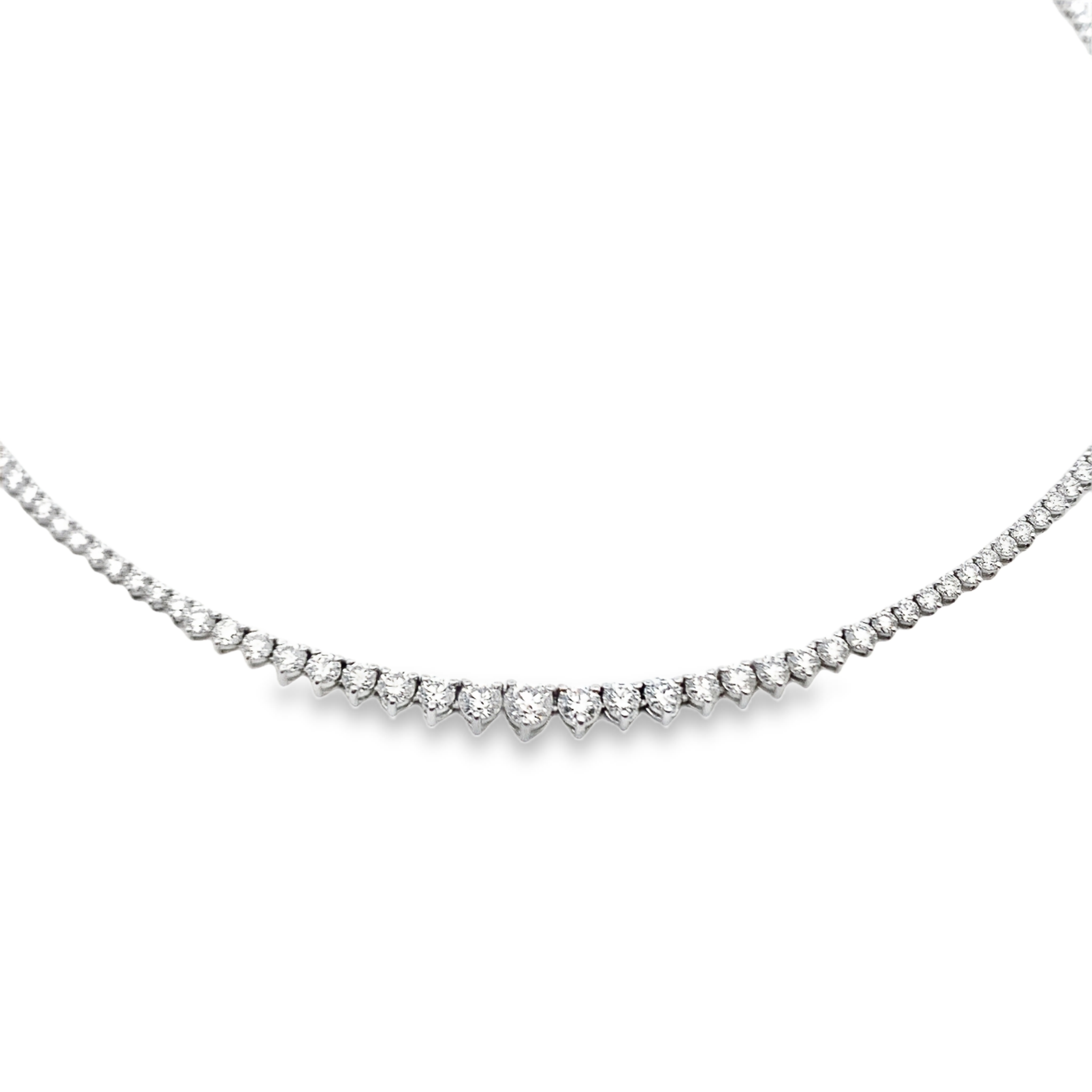 Norman Silverman 18K White Gold Graduated Tennis Necklace