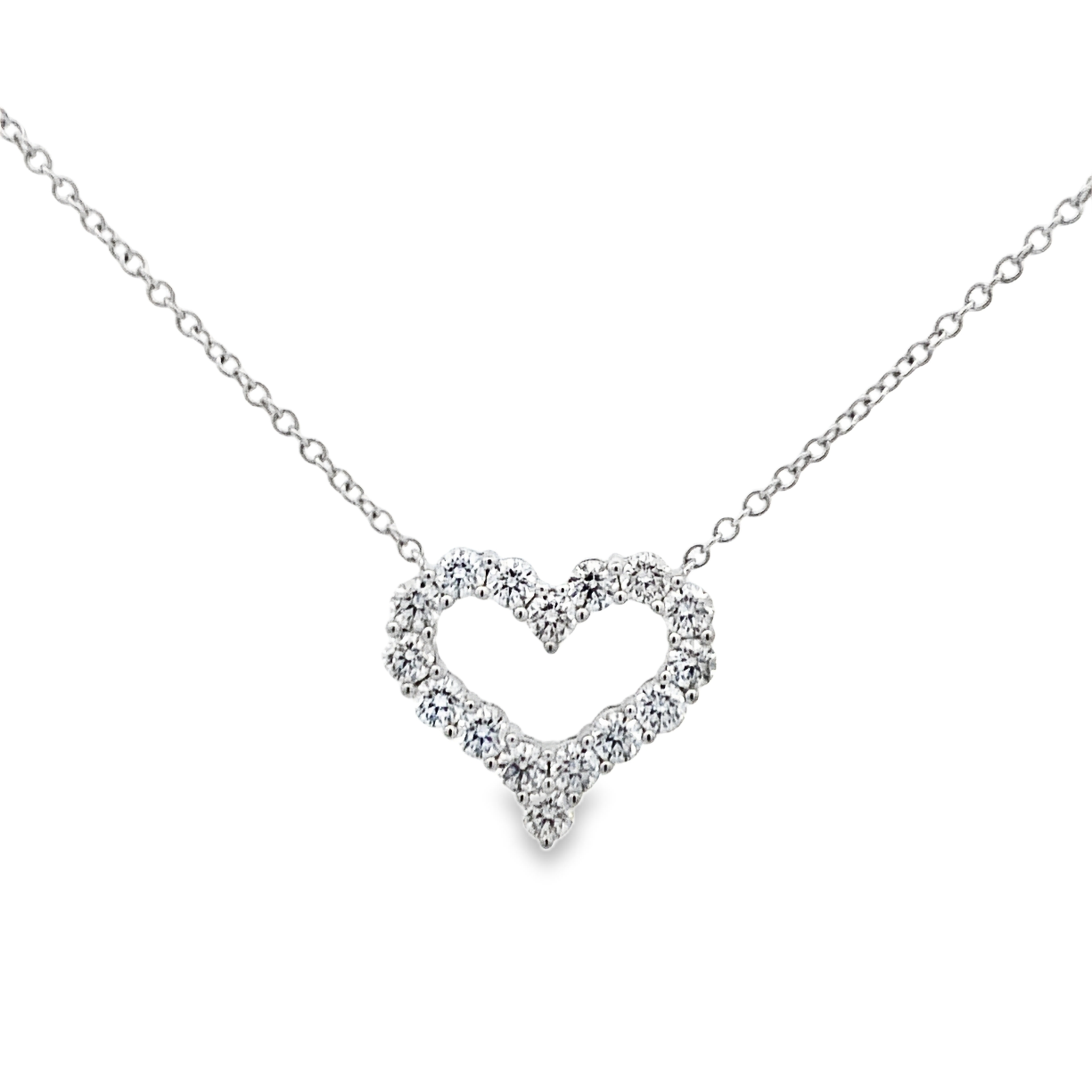 18K White Gold Diamond Heart Necklace