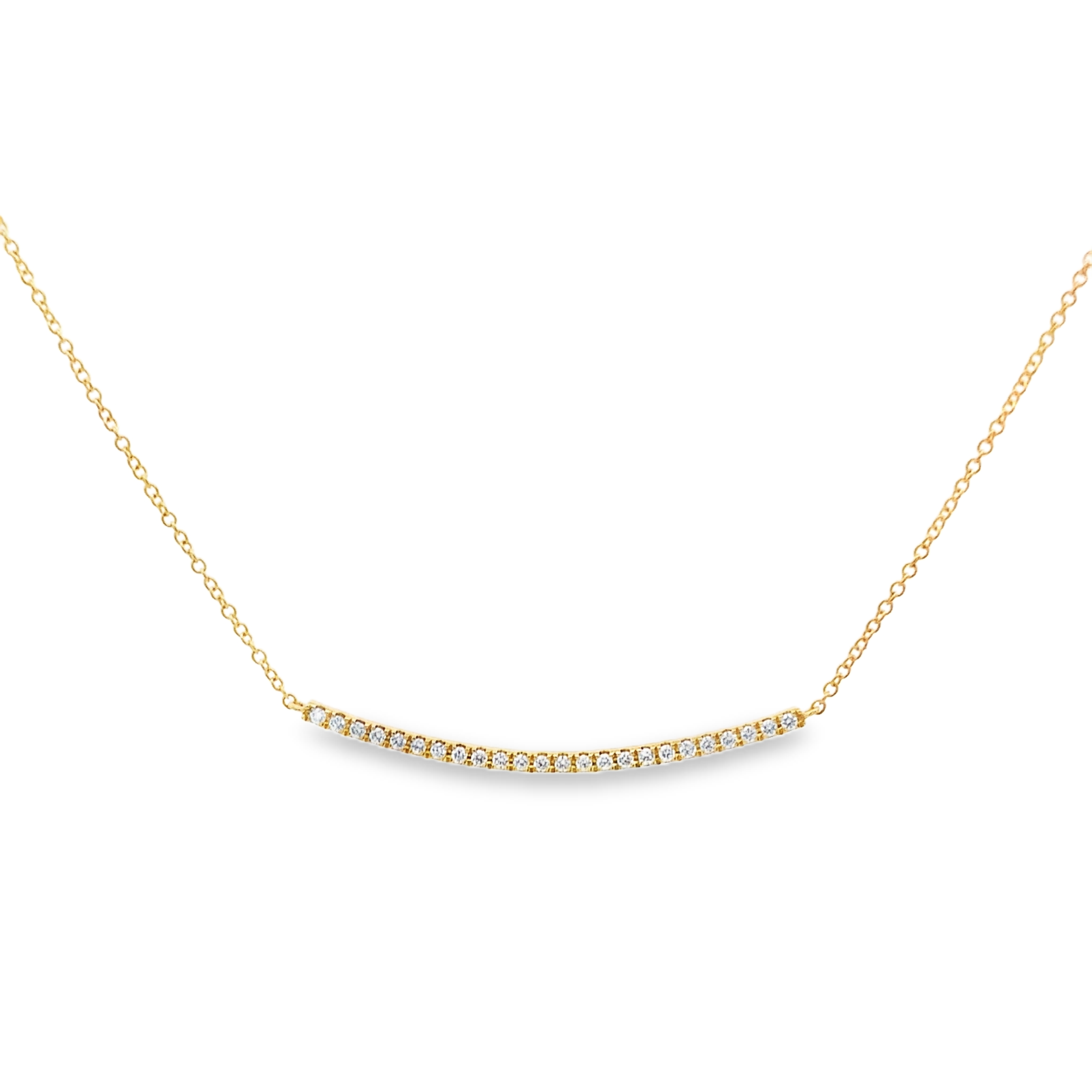 18K Yellow Gold Diamond Pave Bar Necklace