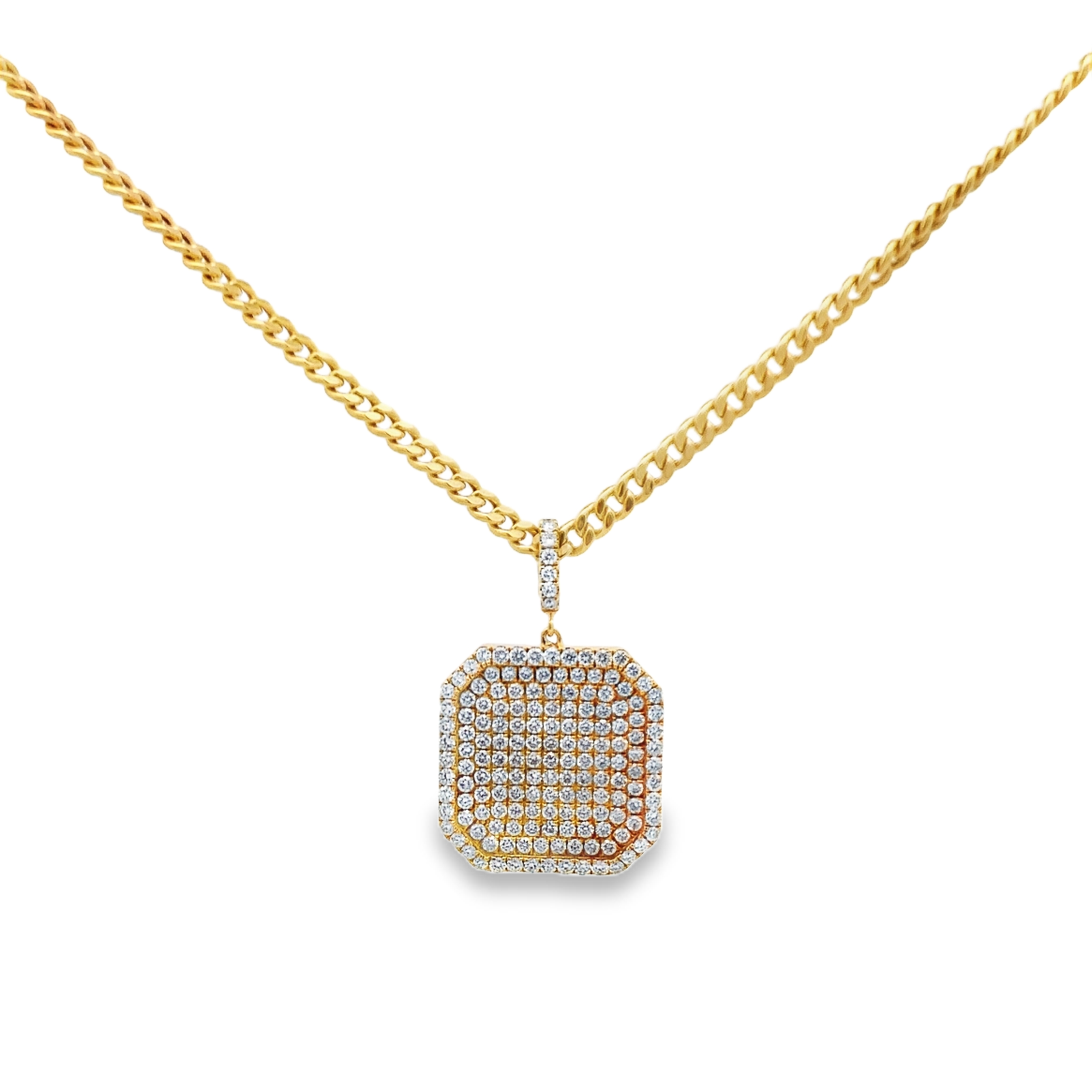 18K Yellow Gold Diamond Pave Pendant