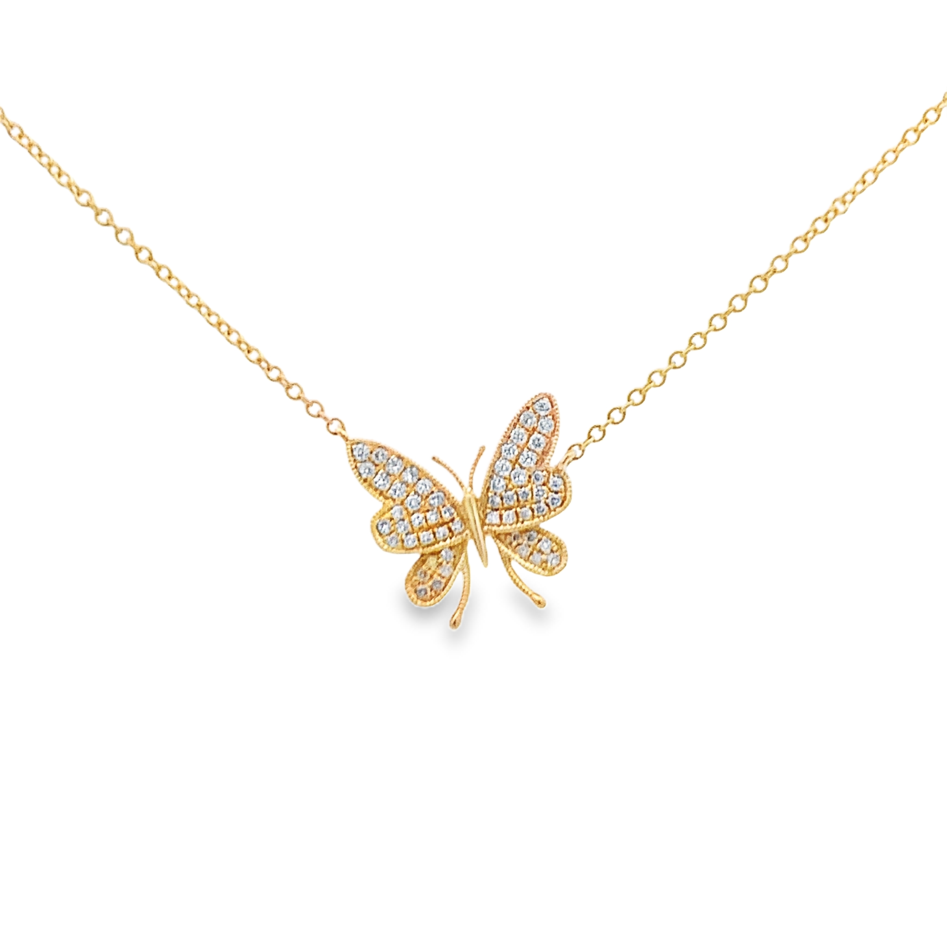 18K Yellow Gold Butterfly Necklace