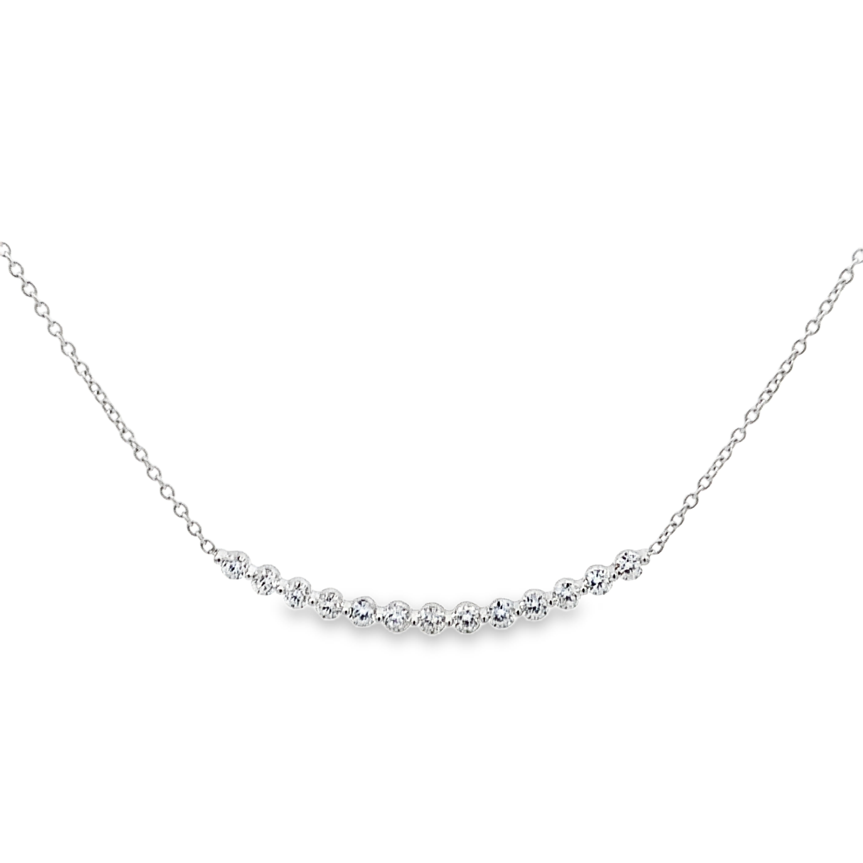 18K White Gold Bubble Bar Diamond Necklace