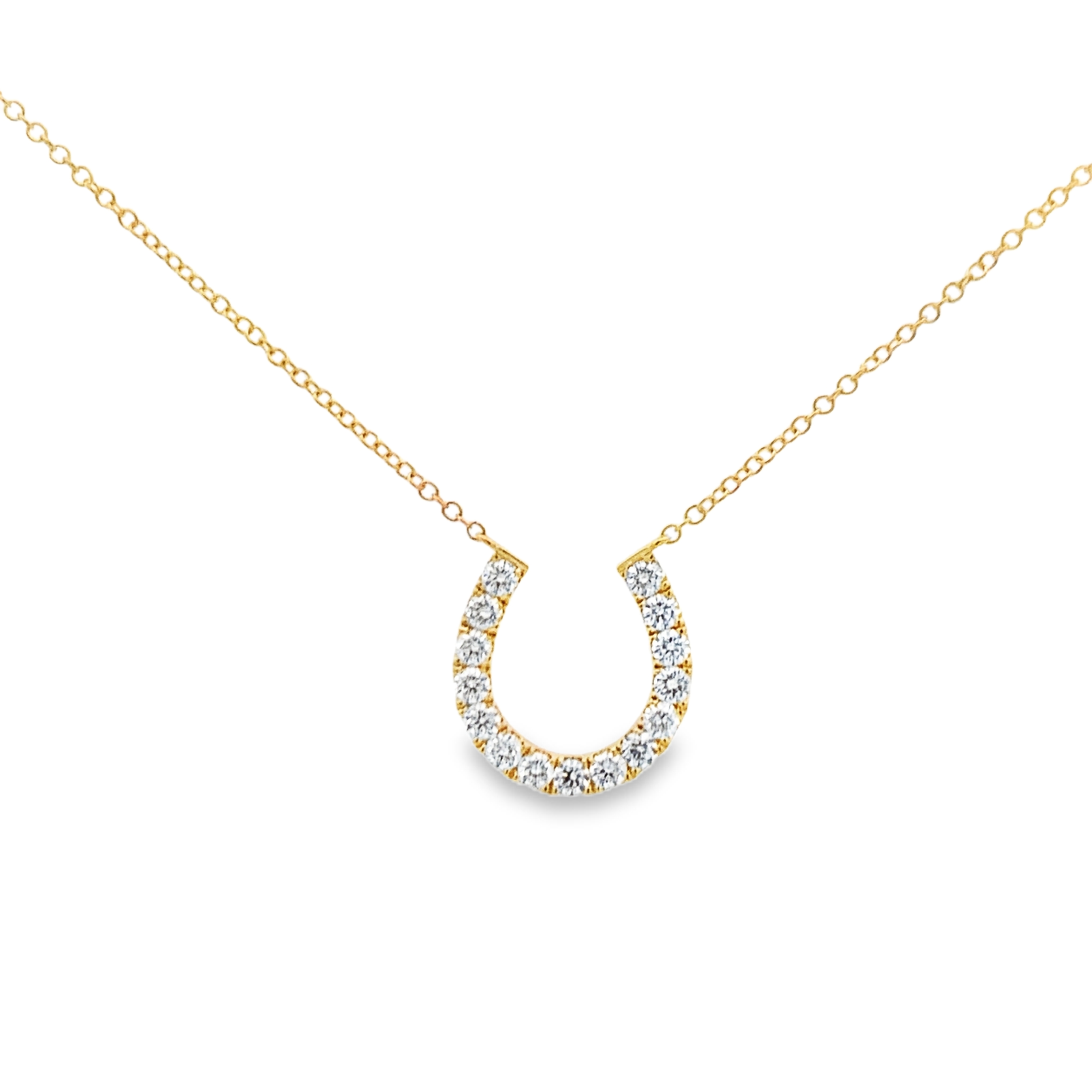 18K Yellow Gold Diamond Horseshoe Necklace