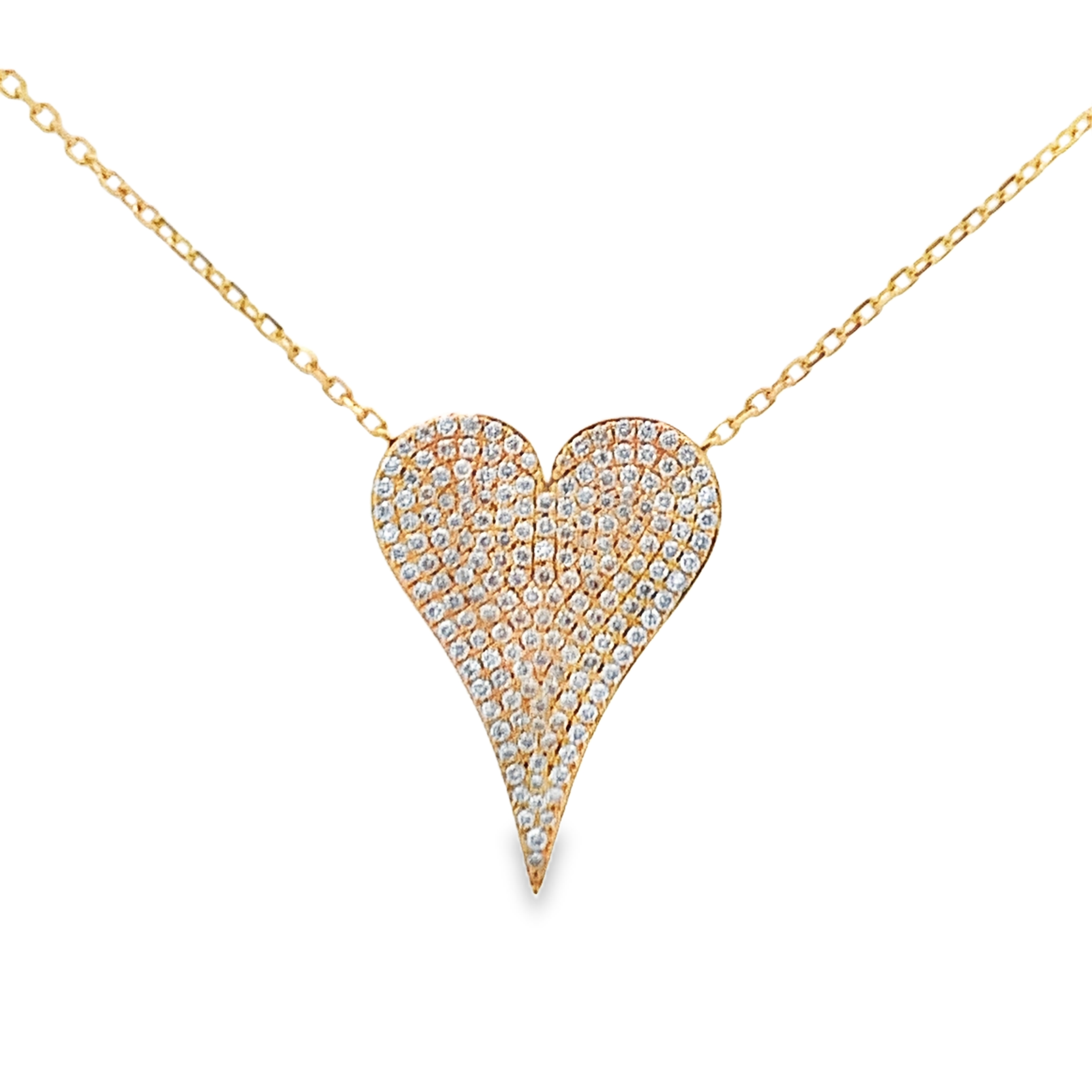 18K Yellow Gold Diamond Heart Necklace