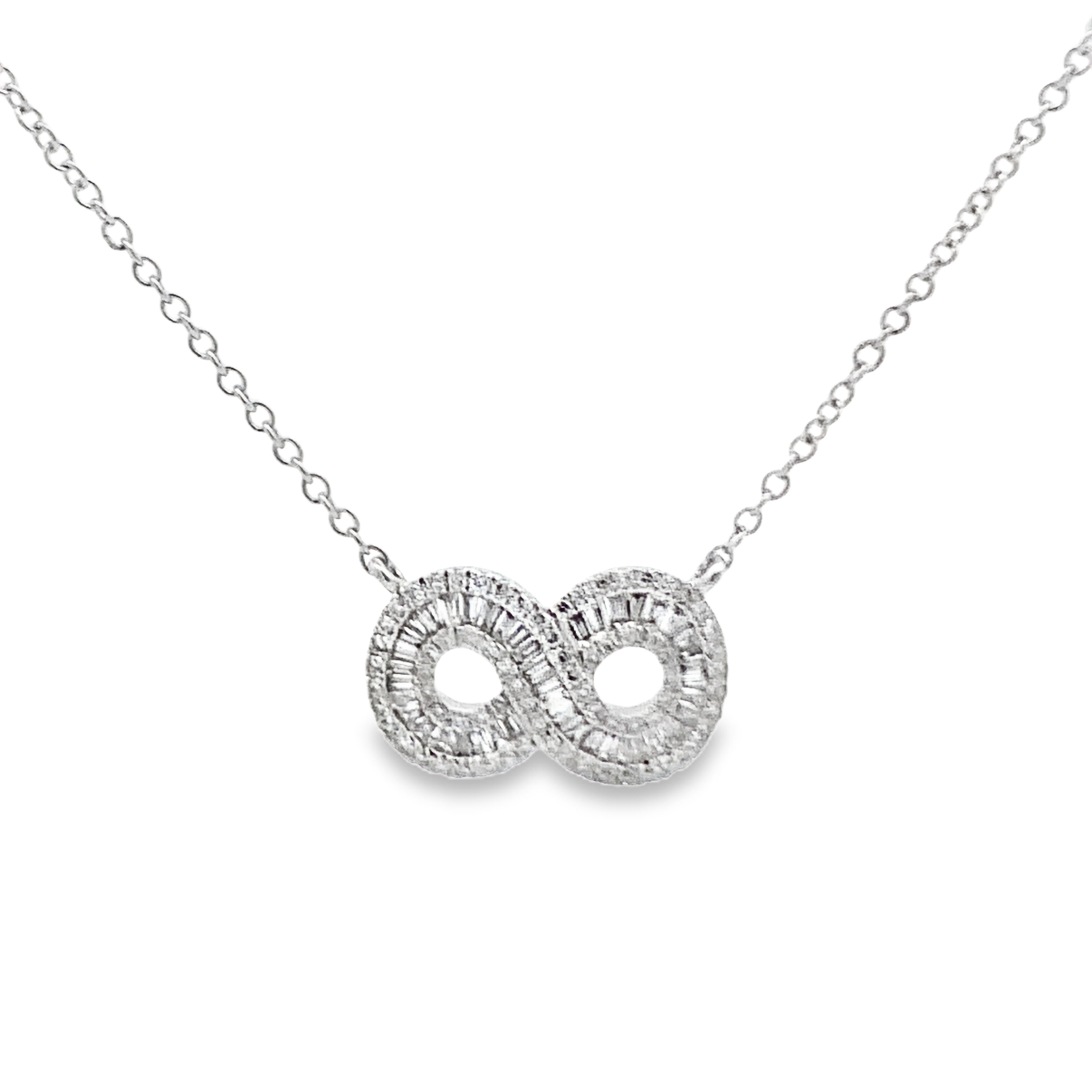 18K White Gold Diamond Infinity Necklace