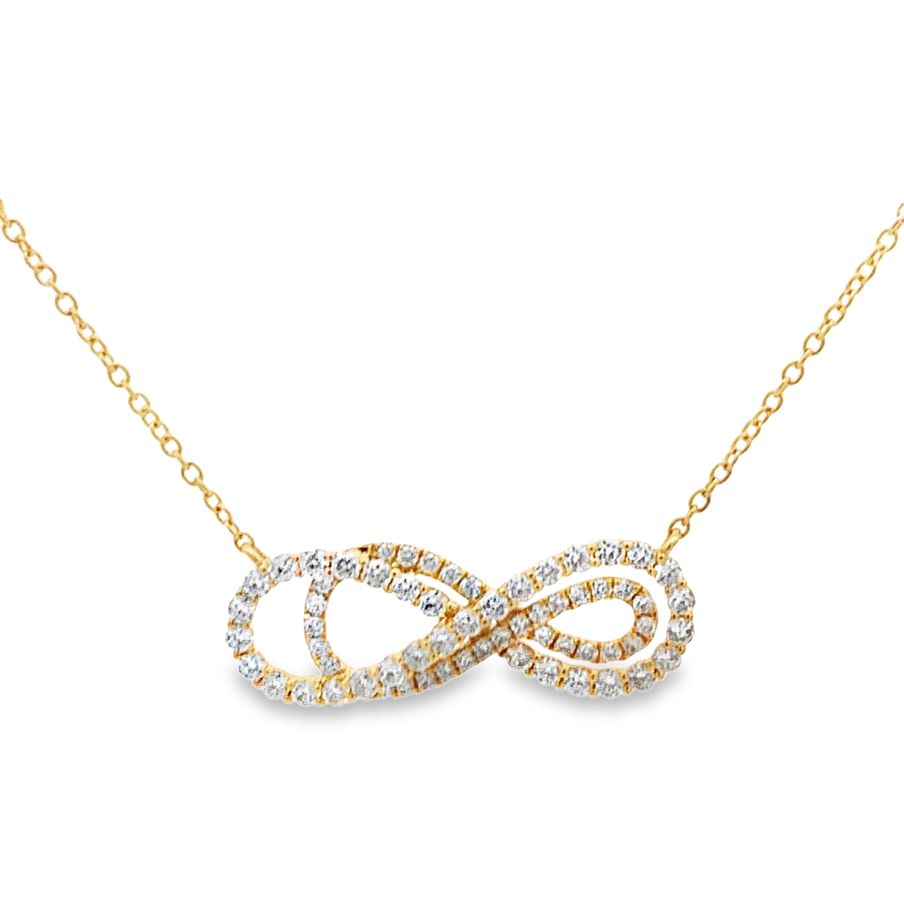 18K Yellow Gold Diamond Double Infinity Necklace