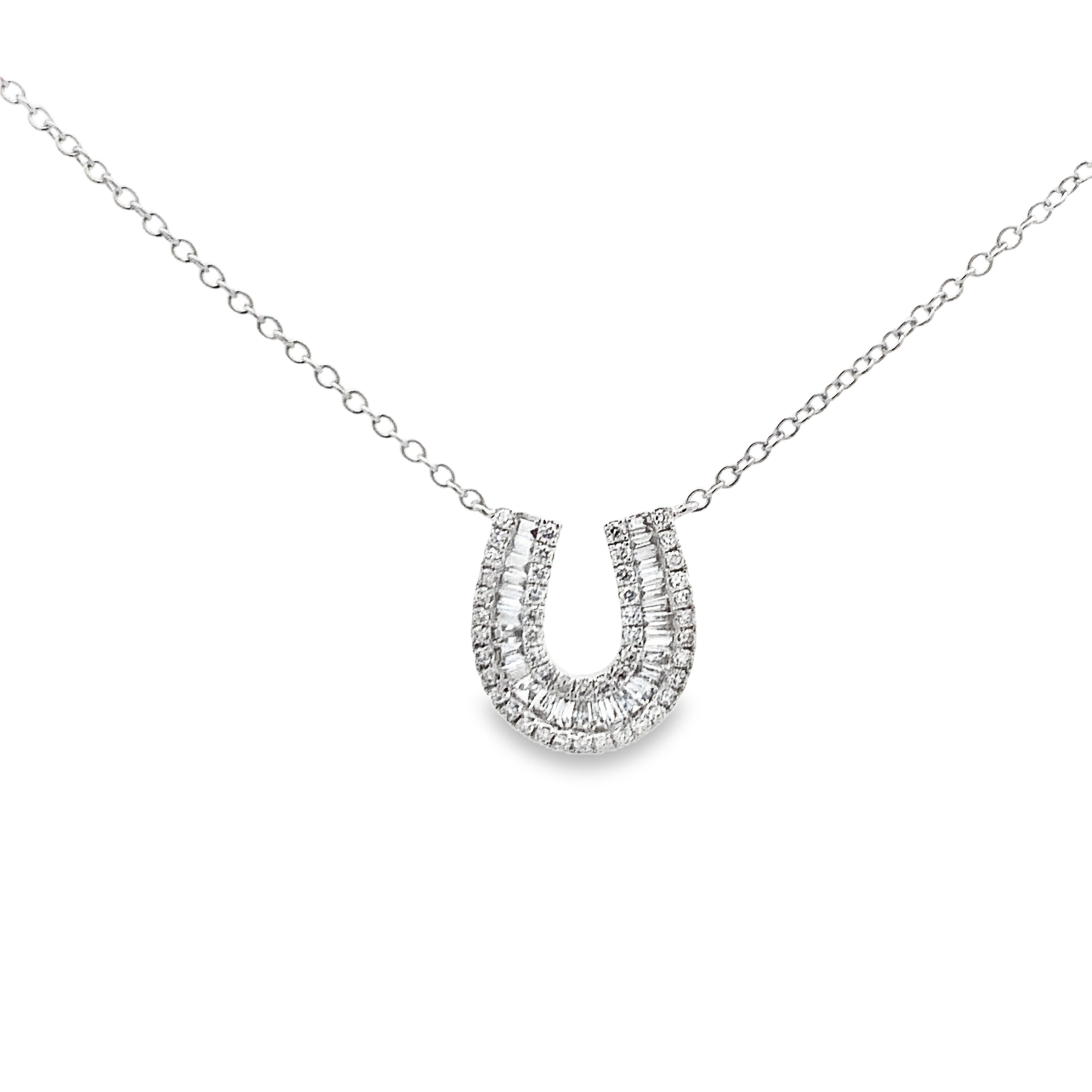 18K White Gold Diamond Horseshoe Necklace