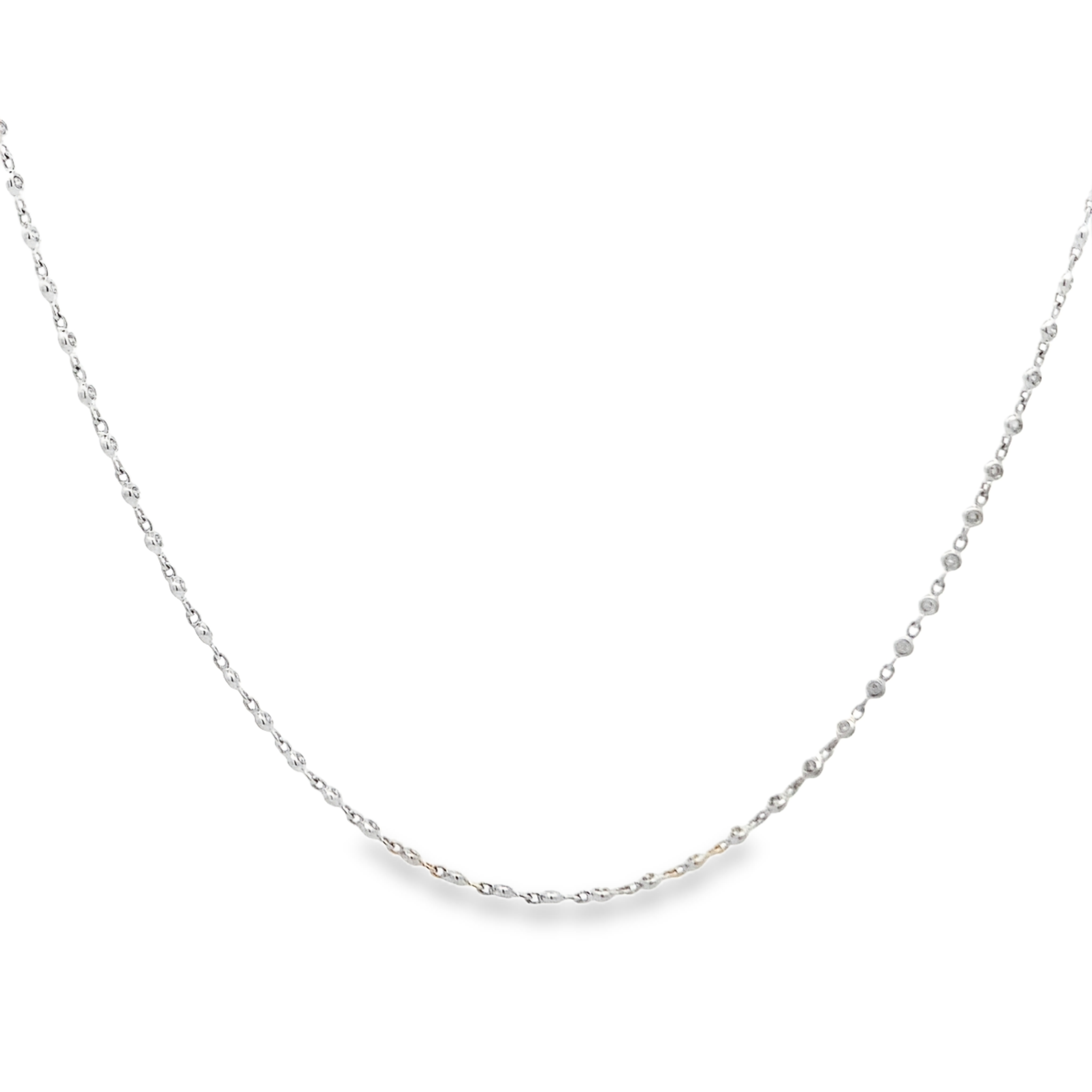 18K White Gold Diamond Bezel Chain Necklace