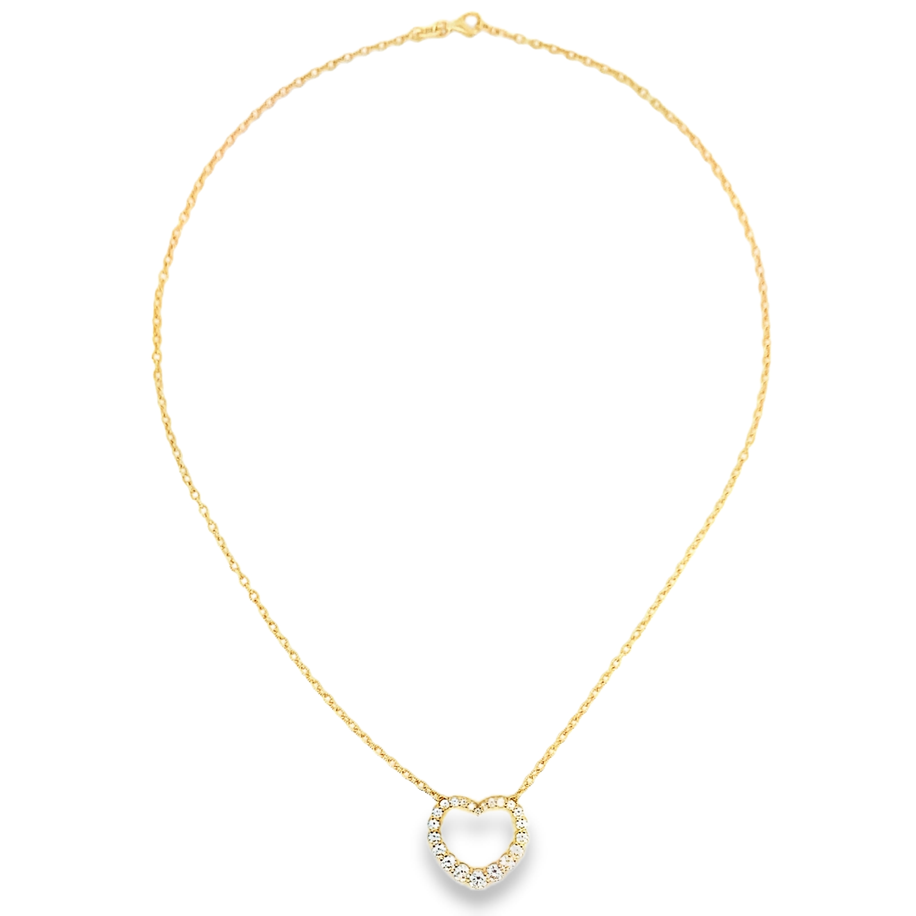 18K Yellow Gold Diamond Heart Pendant on a 14K Chain