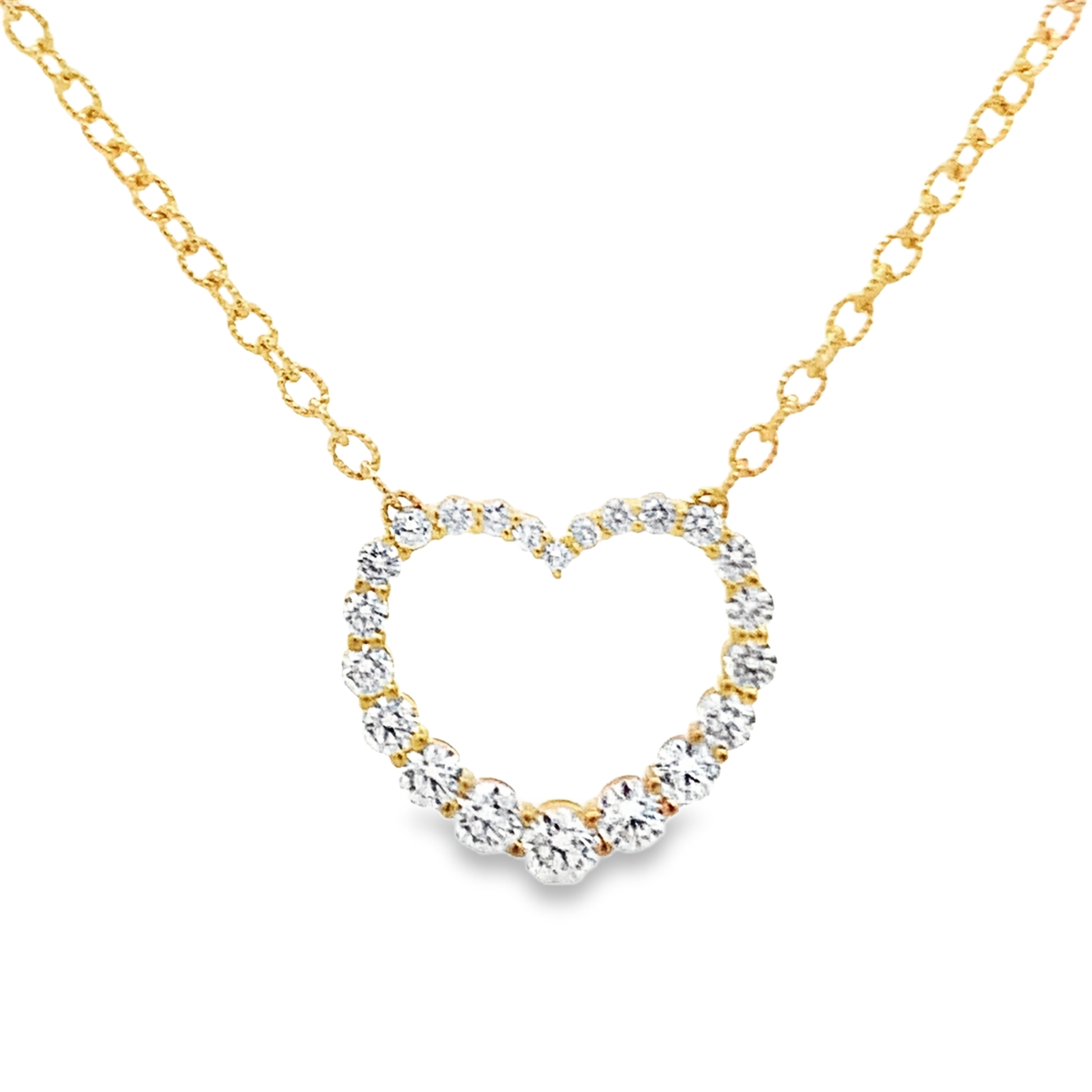 18K Yellow Gold Diamond Heart Pendant on a 14K Chain