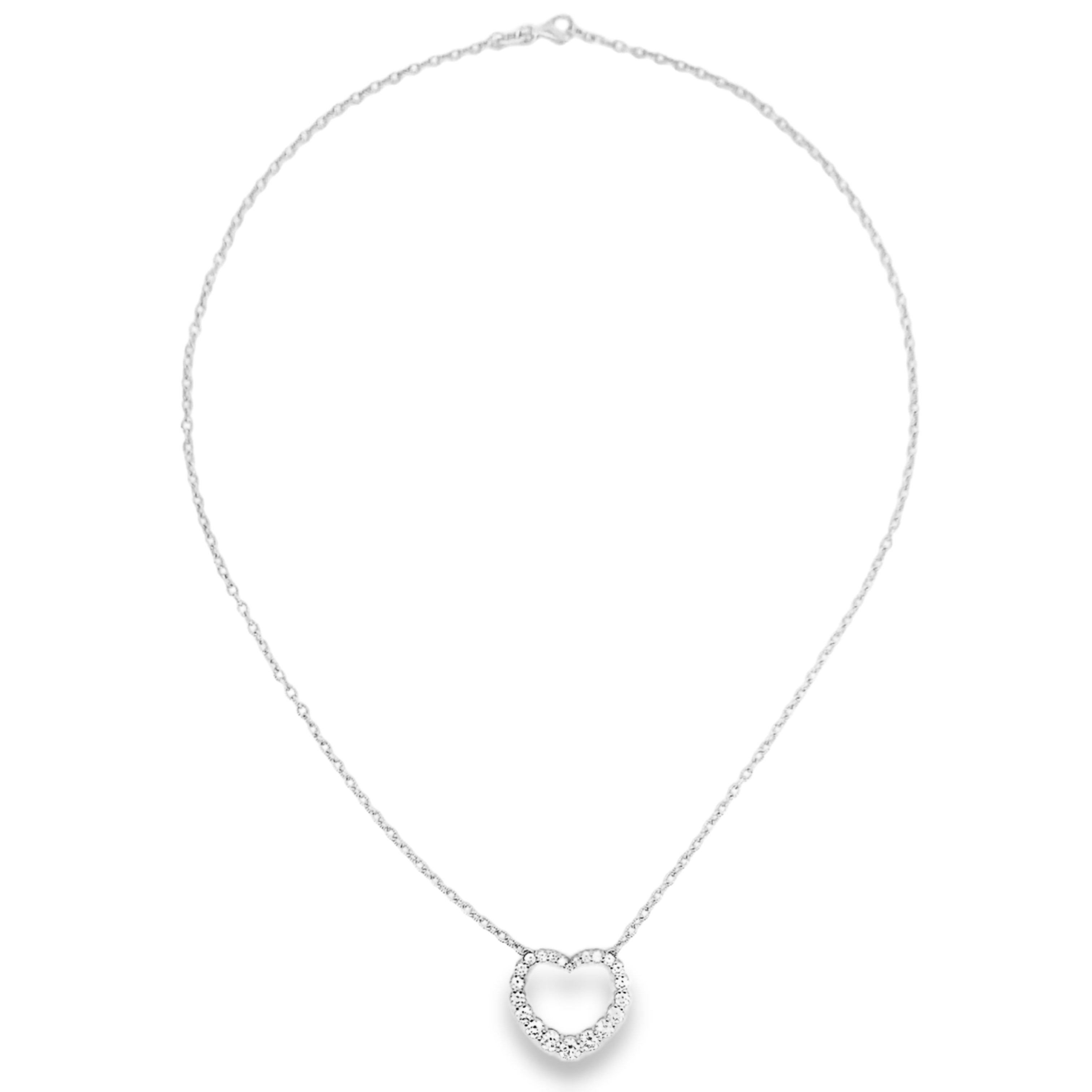 18K White Gold Diamond Heart Pendant on a 14K Chain