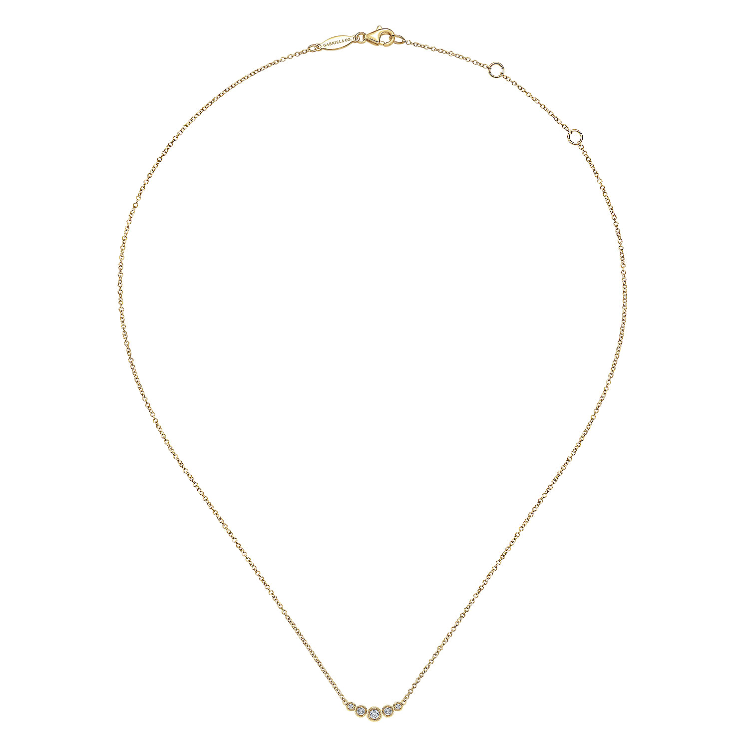 Gabriel & Co. 14K Yellow Gold Bezel Diamond Bar Necklace