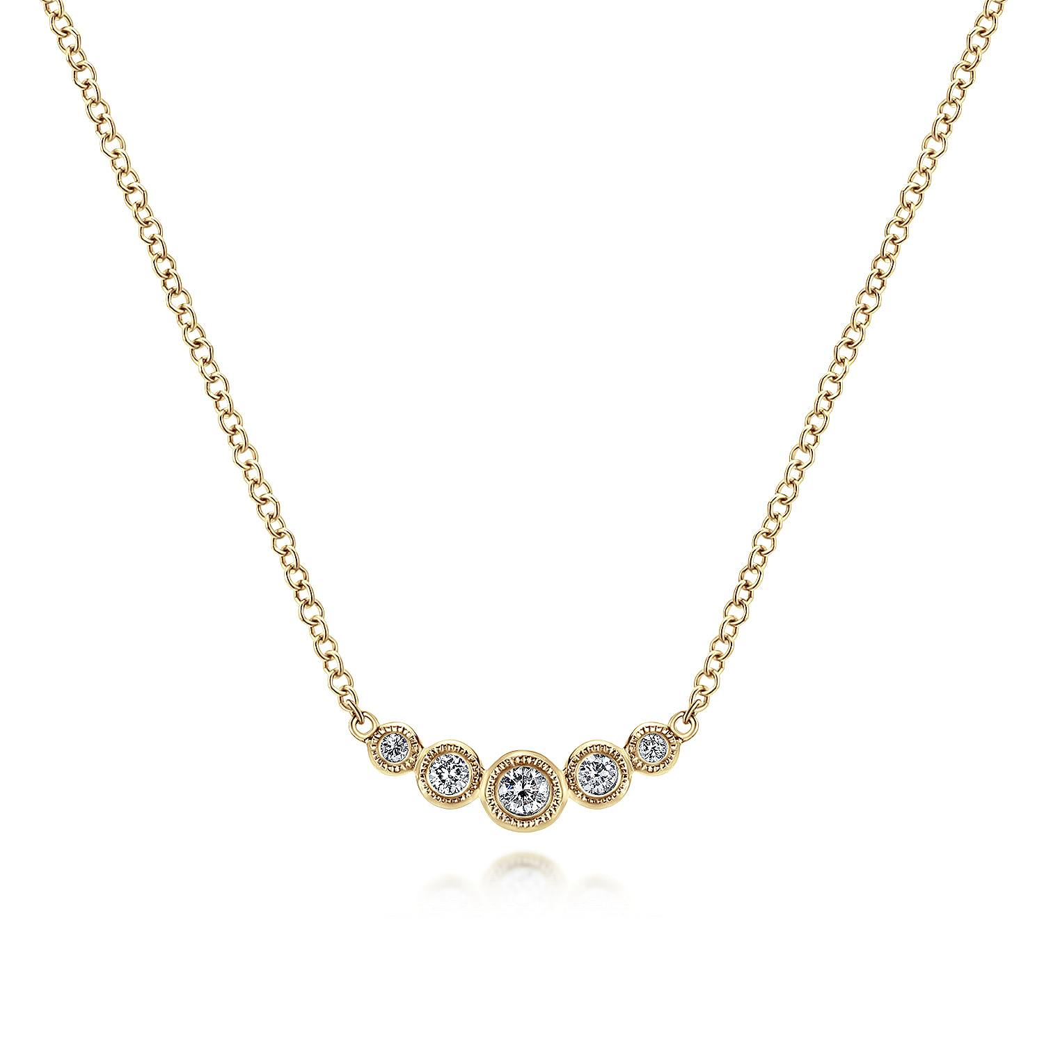 Gabriel & Co. 14K Yellow Gold Bezel Diamond Bar Necklace