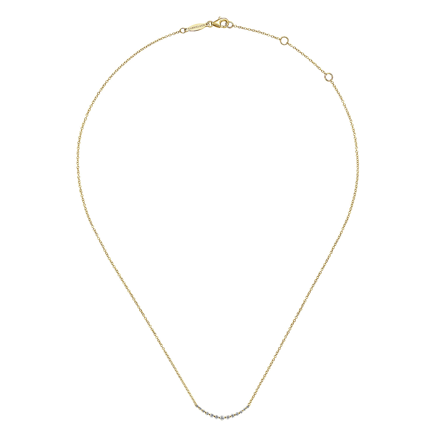 Gabriel & Co. 14K Yellow Gold Diamond Curved Bar Necklace