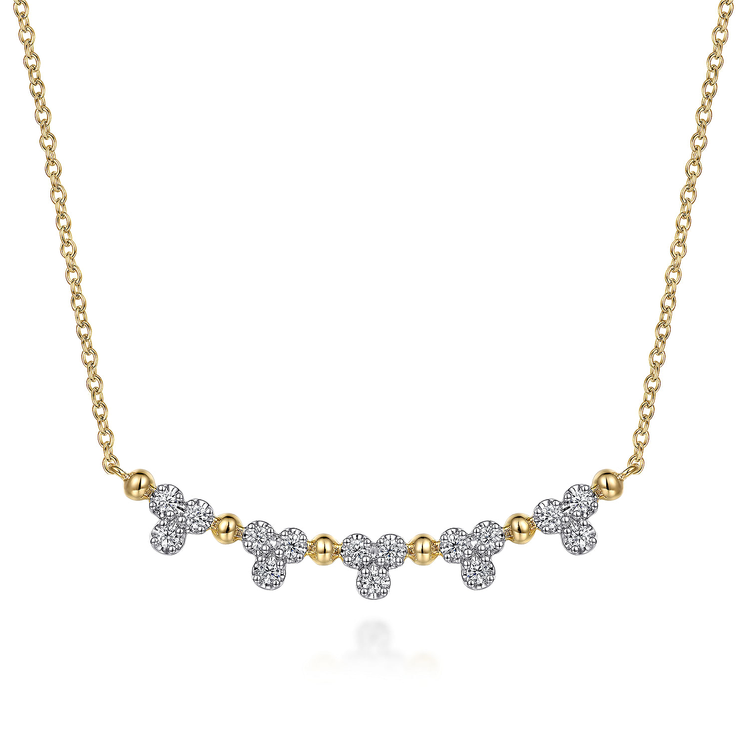 Gabriel & Co. 14K Yellow Gold Bujukan Diamond Trio Stations Necklace