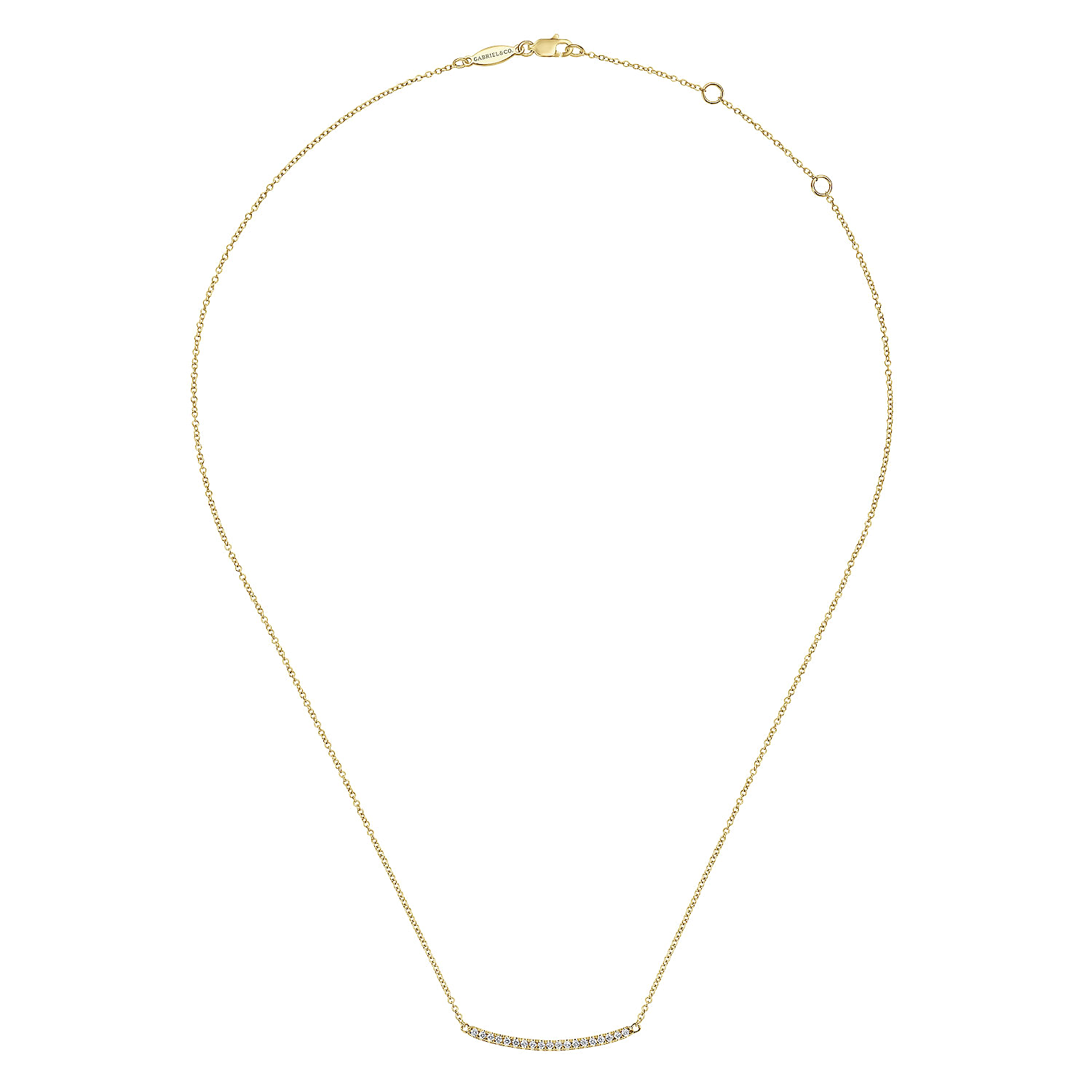 Gabriel & Co. 14K Yellow Gold Diamond PavÃ© Curved Bar Necklace