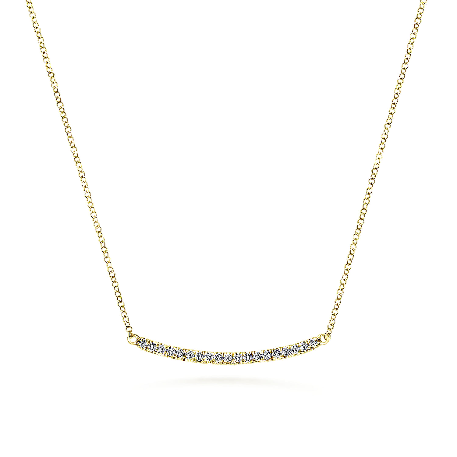 Gabriel & Co. 14K Yellow Gold Diamond PavÃ© Curved Bar Necklace