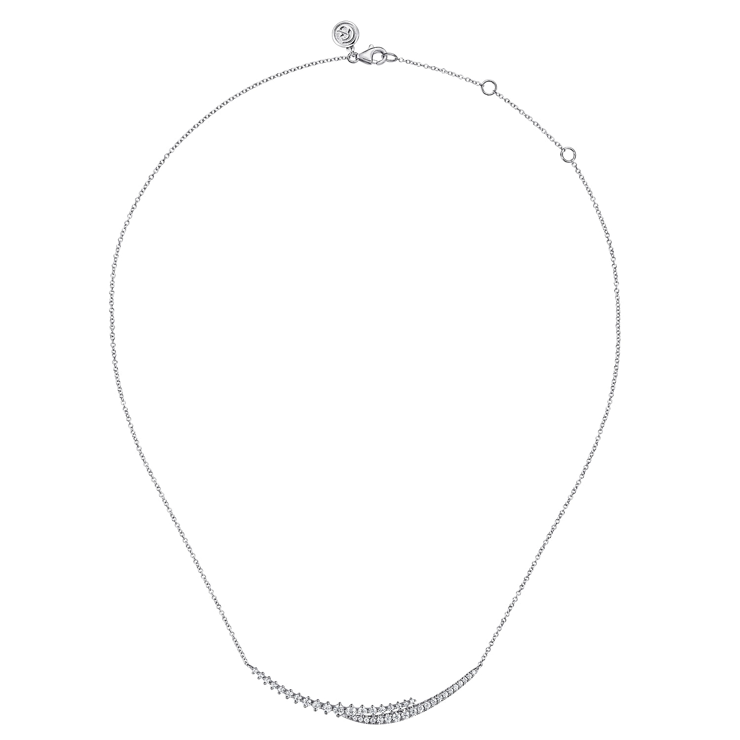 Gabriel & Co. 14K White Gold Graduating Diamond Bar Necklace