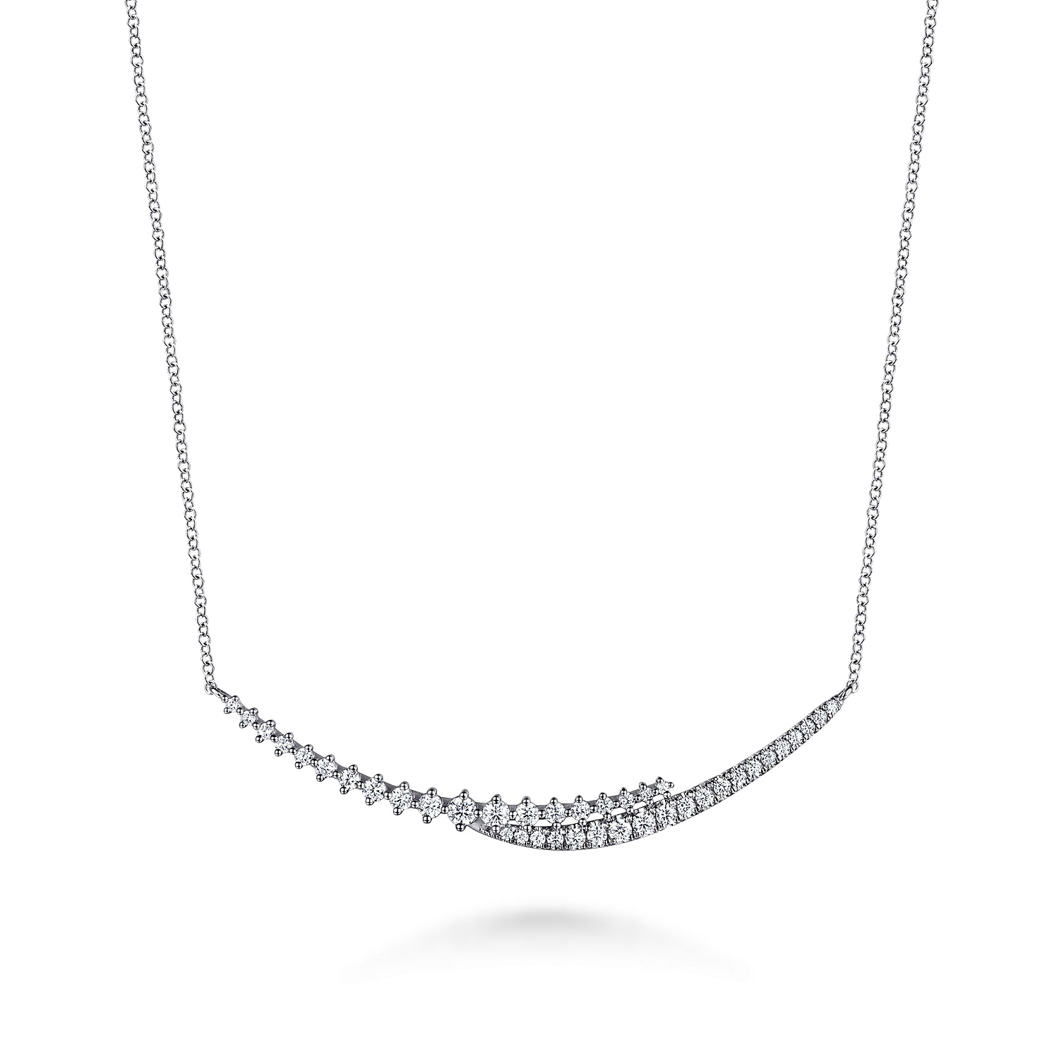 Gabriel & Co. 14K White Gold Graduating Diamond Bar Necklace