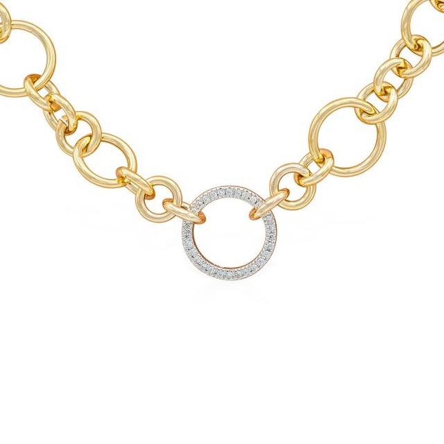 Rudolf Friedmann 14K White & Yellow Gold Diamond Circle Link Necklace