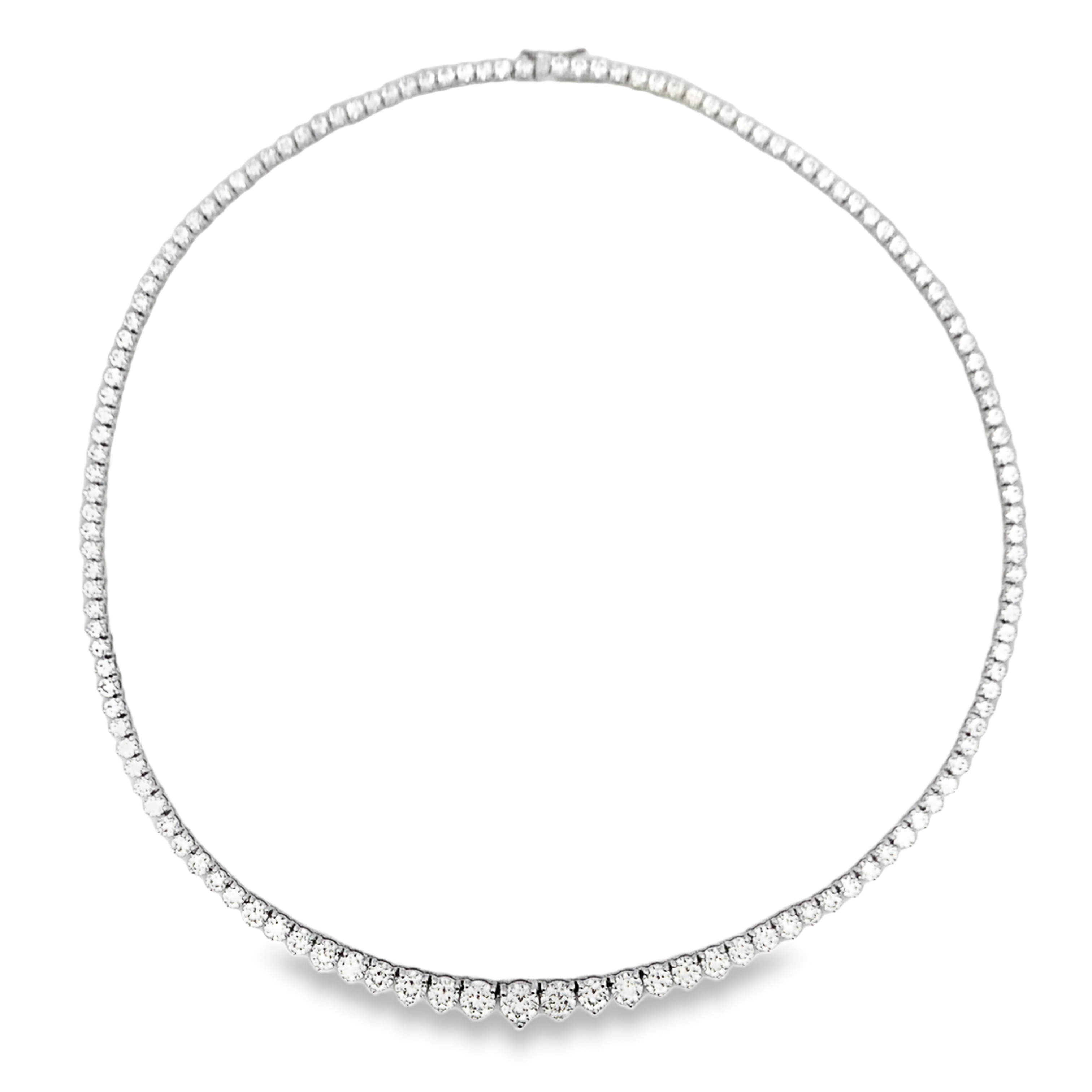 Norman Silverman 18K White Gold Graduated Tennis Necklace