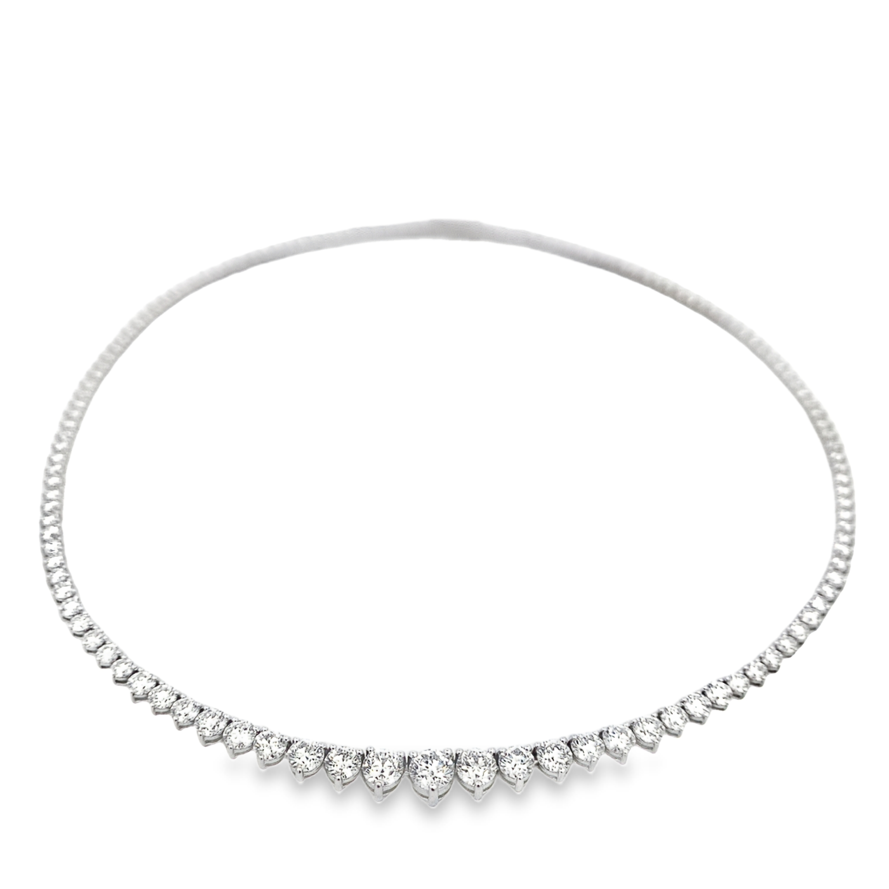 Norman Silverman 18K White Gold Graduated Tennis Necklace