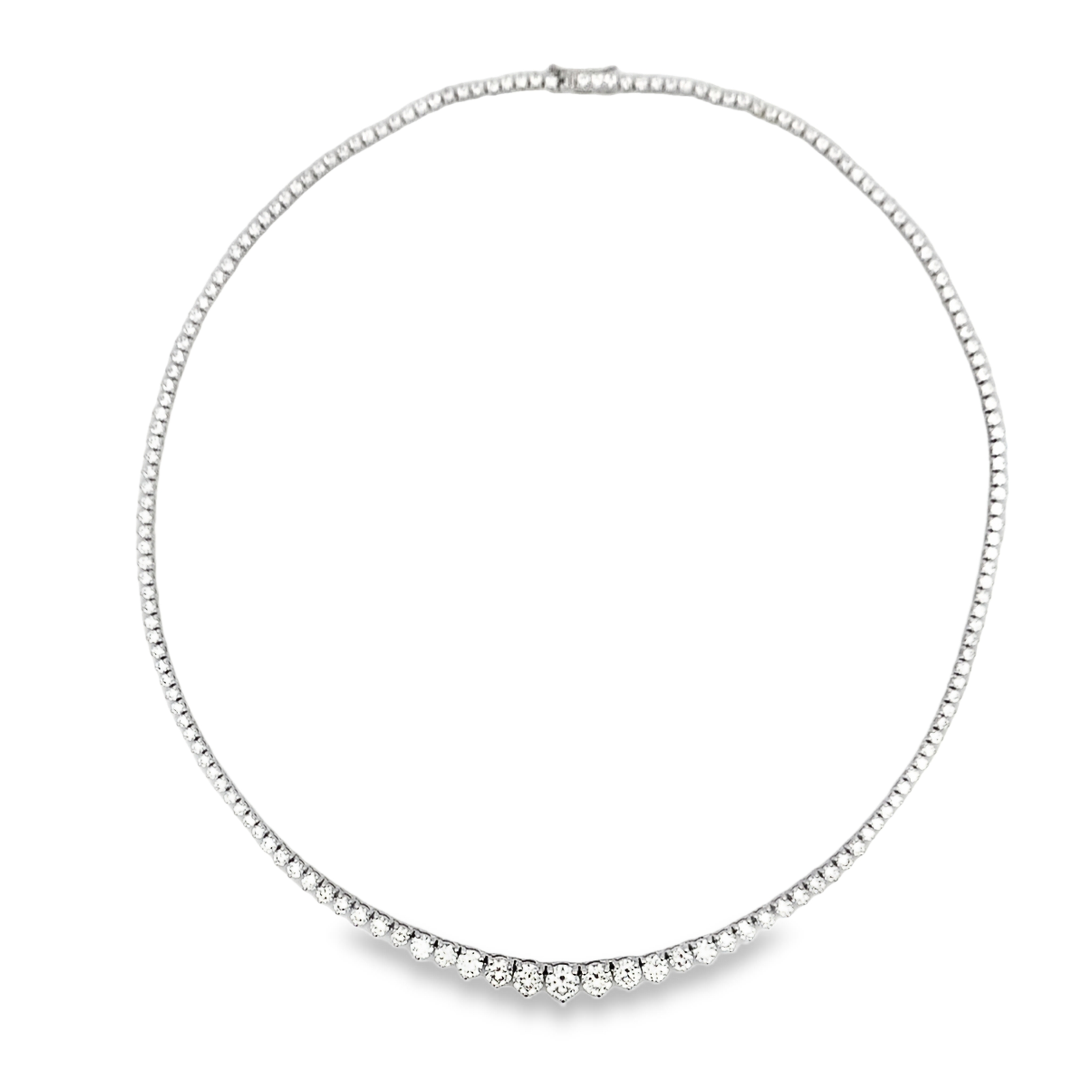 Norman Silverman 18K White Gold Graduated Tennis Necklace