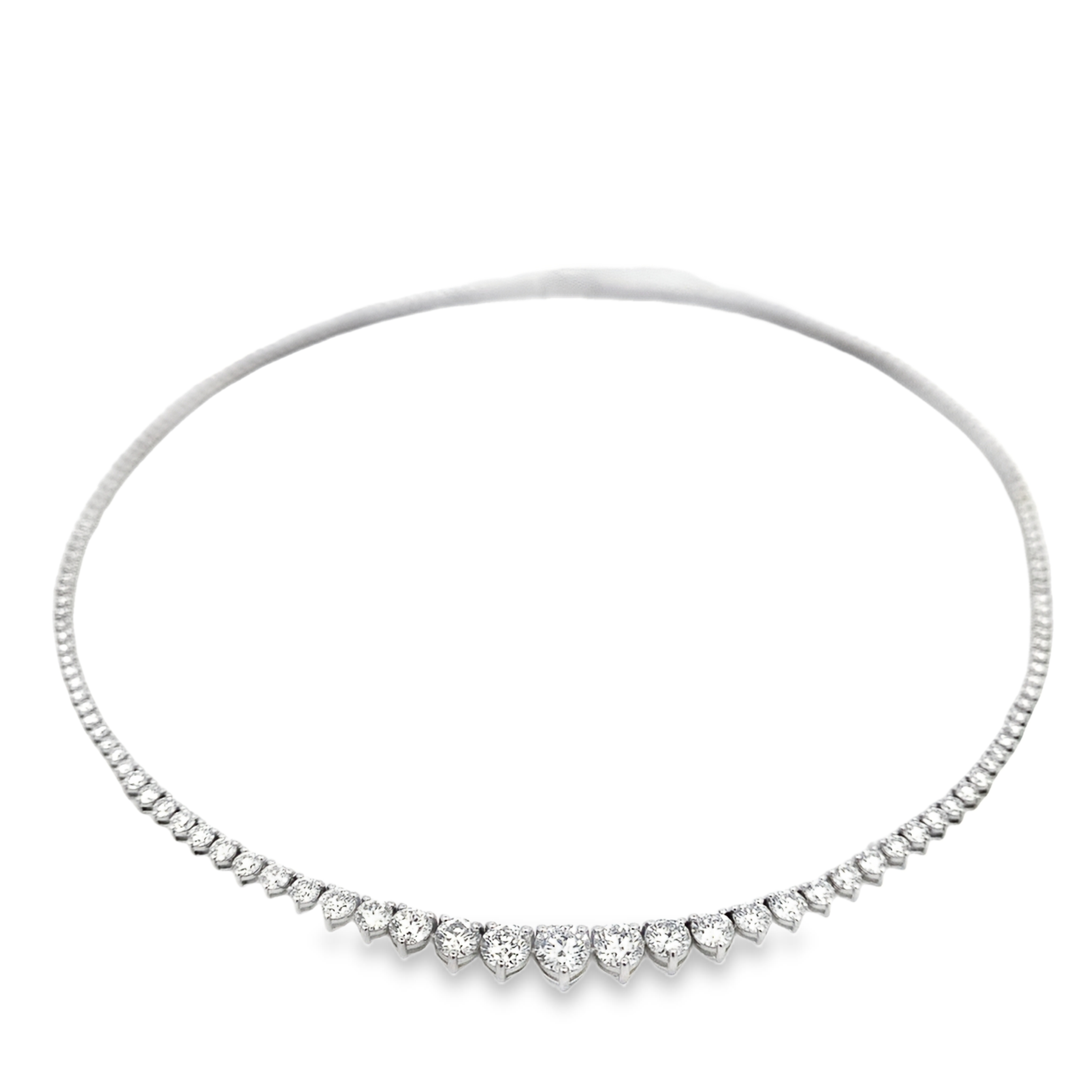 Norman Silverman 18K White Gold Graduated Tennis Necklace