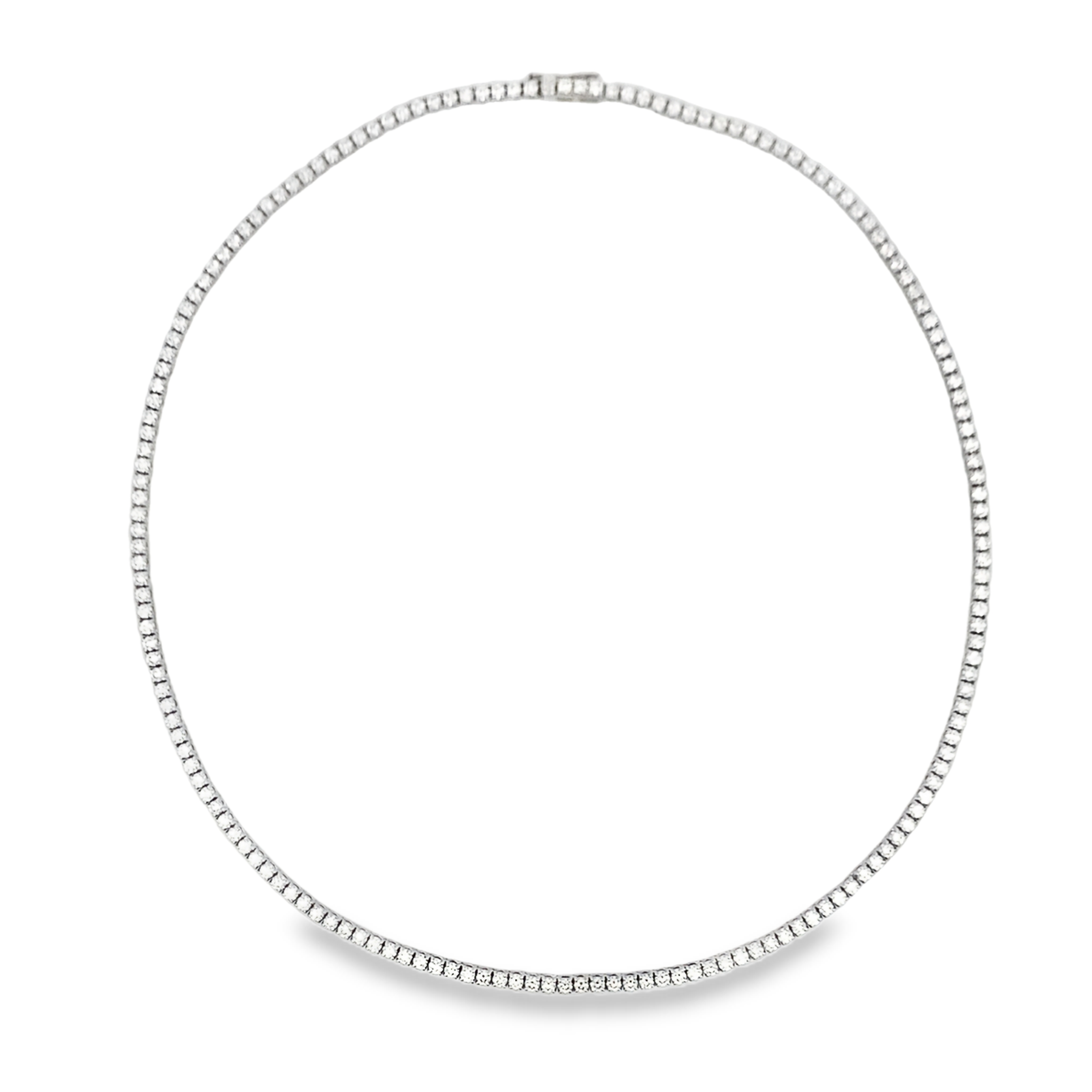 Norman Silverman 18K White Gold Straight Line Tennis Necklace