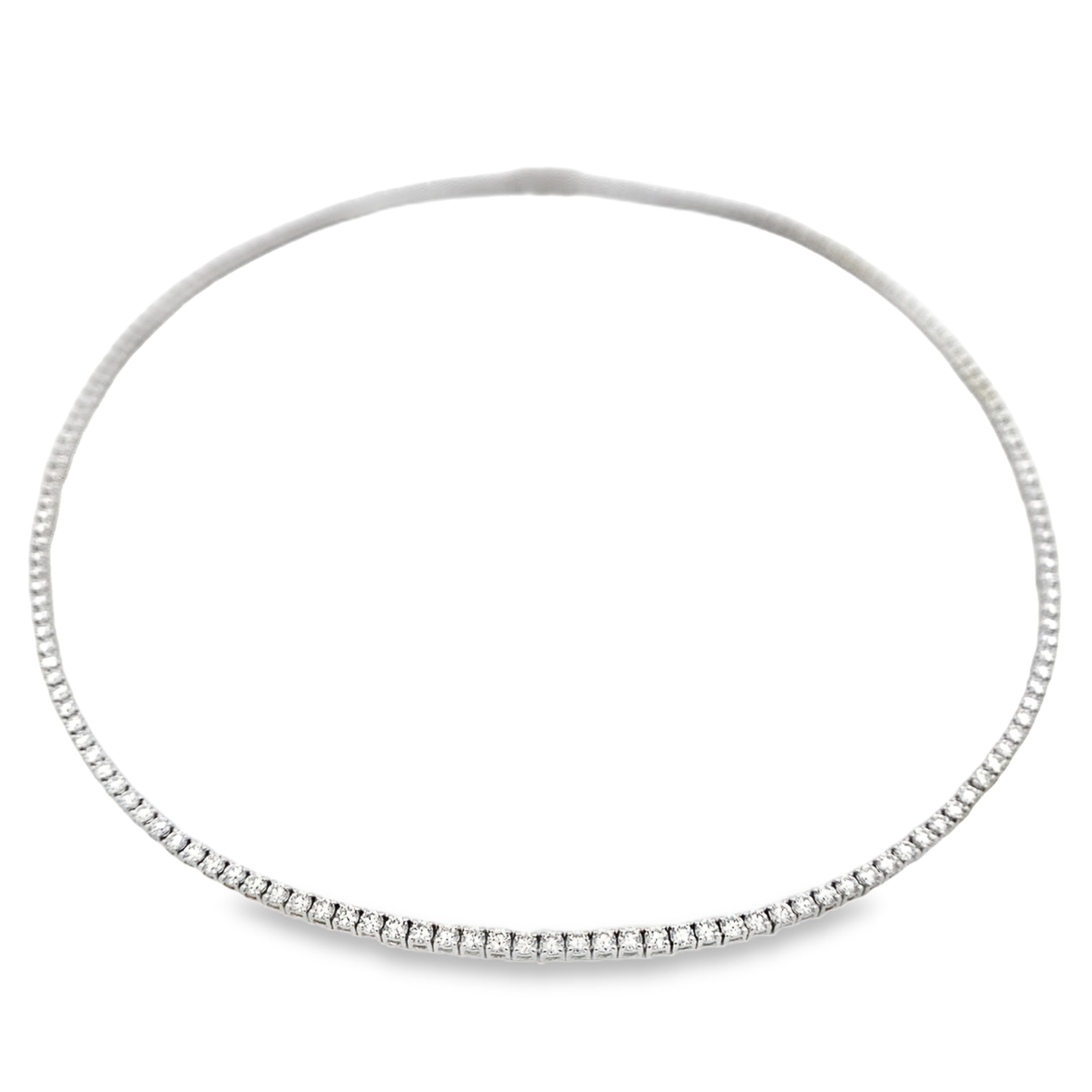 Norman Silverman 18K White Gold Straight Line Tennis Necklace