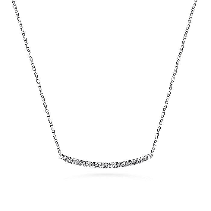 Gabriel & Co. 14K White Gold Diamond PavÃ© Curved Bar Necklace