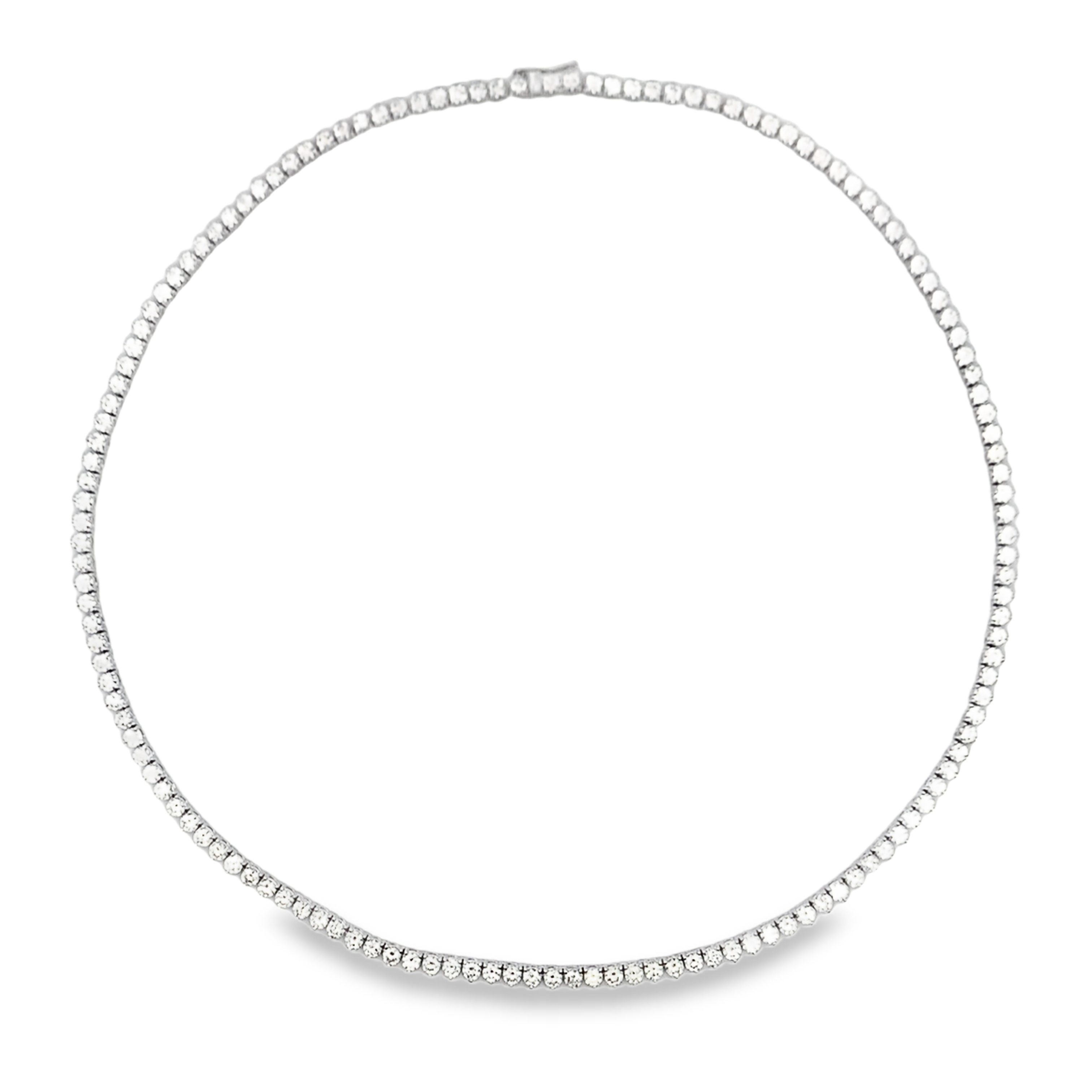 18K White Gold 3-Prong Diamond Tennis Necklace