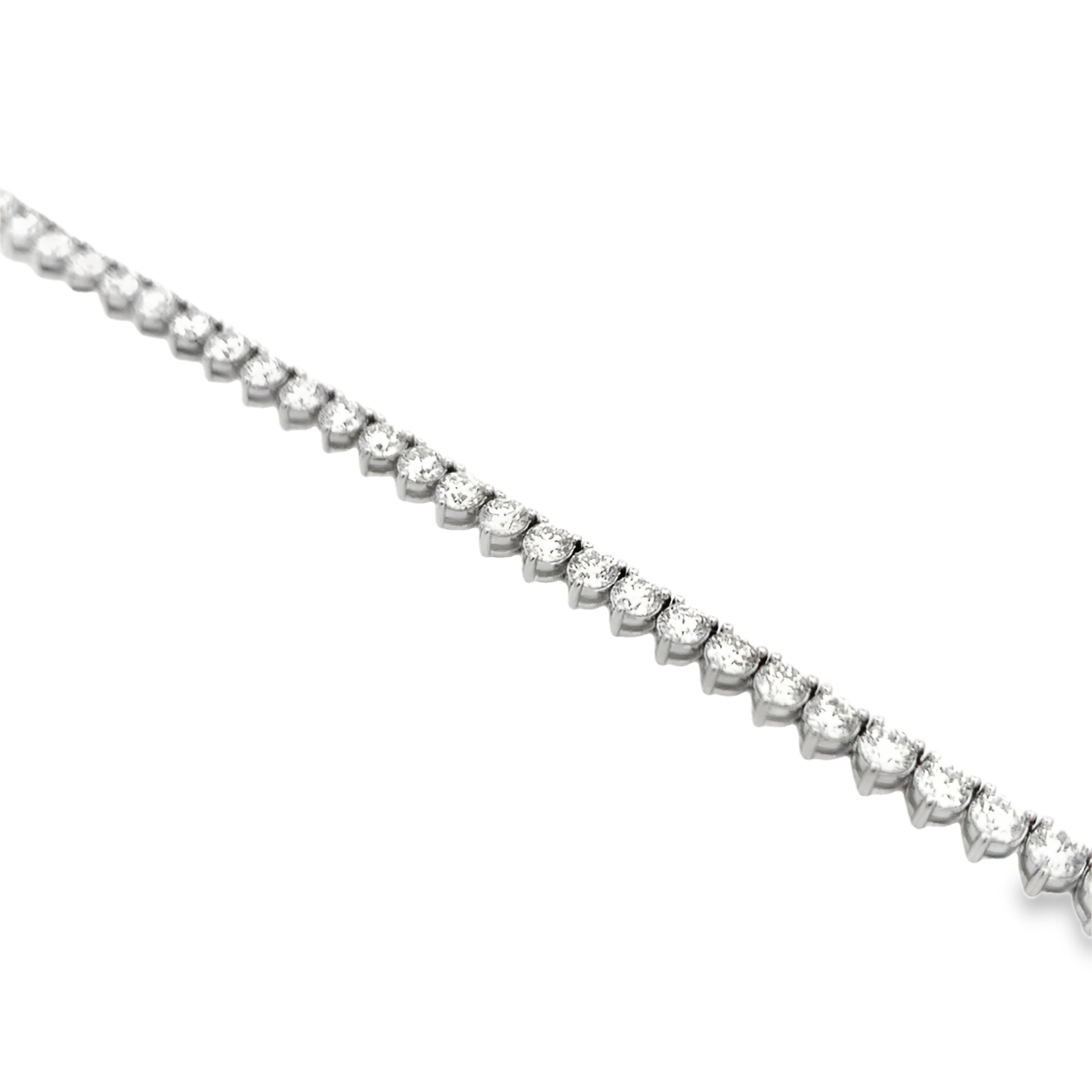 18K White Gold 3-Prong Diamond Tennis Necklace