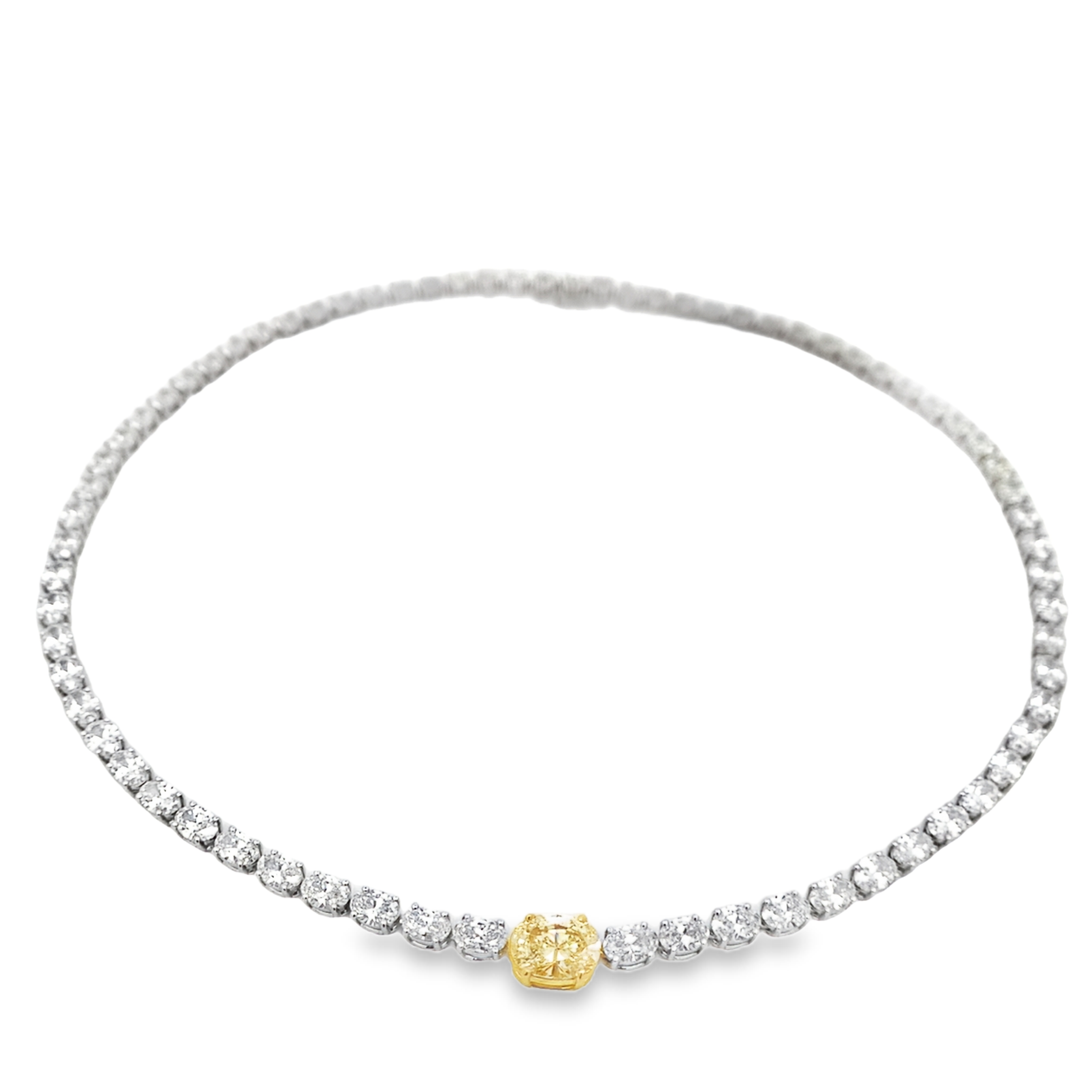 Norman Silverman 18K Two-Tone Yellow Diamond Center Tennis Necklace