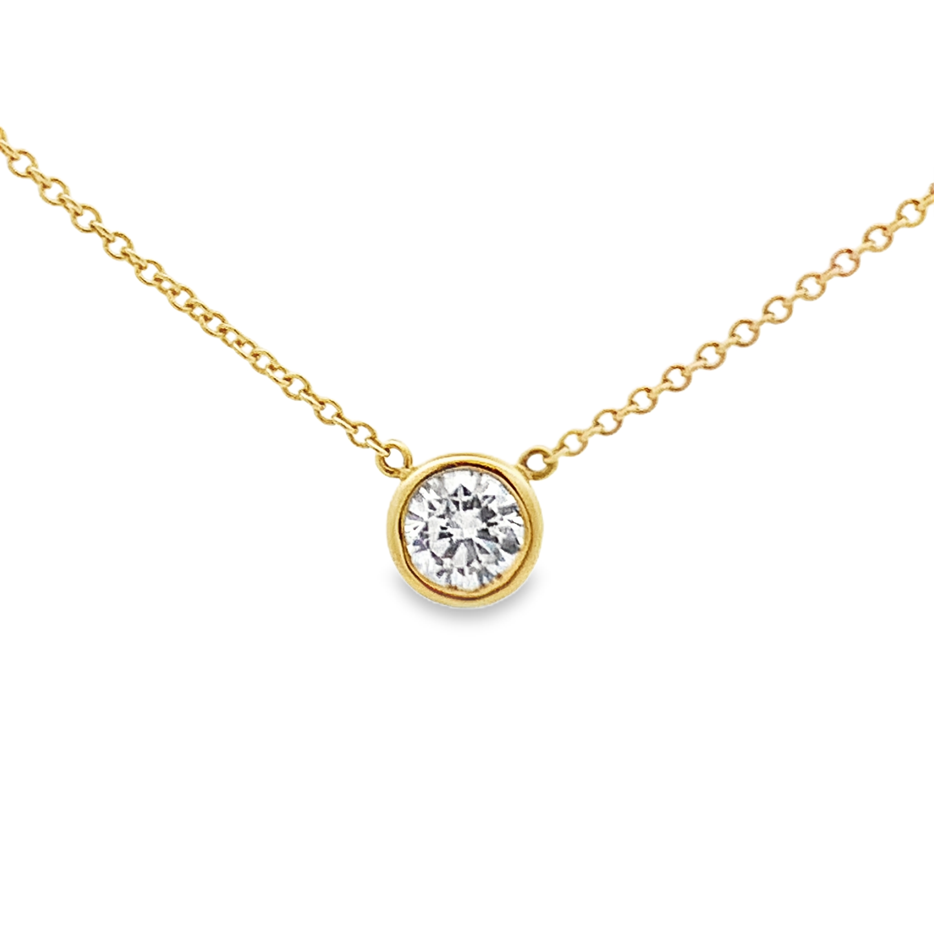 Norman Silverman 18K Yellow Gold Bezel Diamond Solitaire Necklace