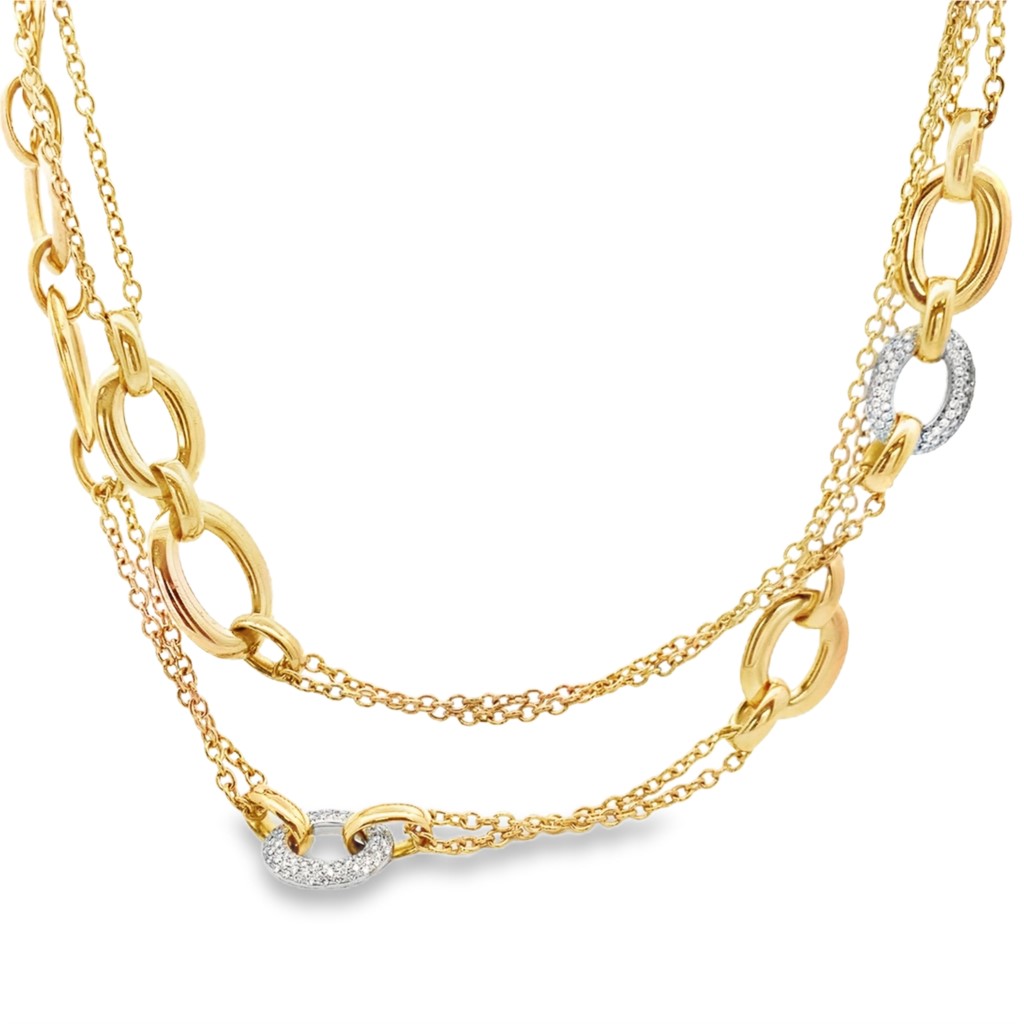 18K Two-Tone Diamond Chain & Links Necklace