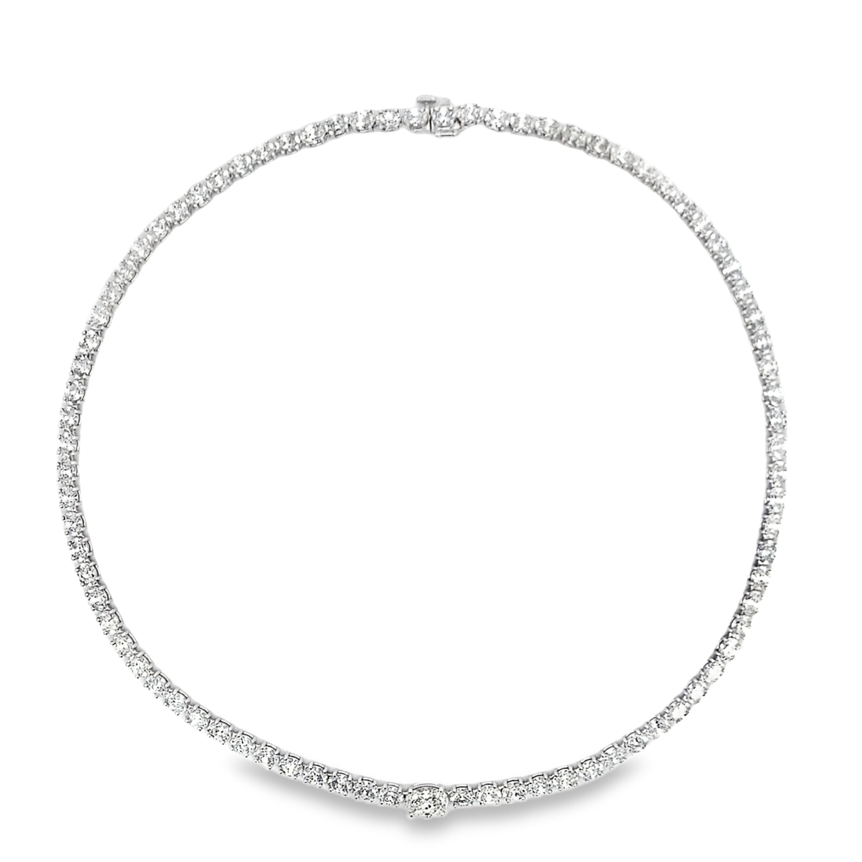 Norman Silverman 18K White Gold Oval Cut Diamond Tennis Necklace