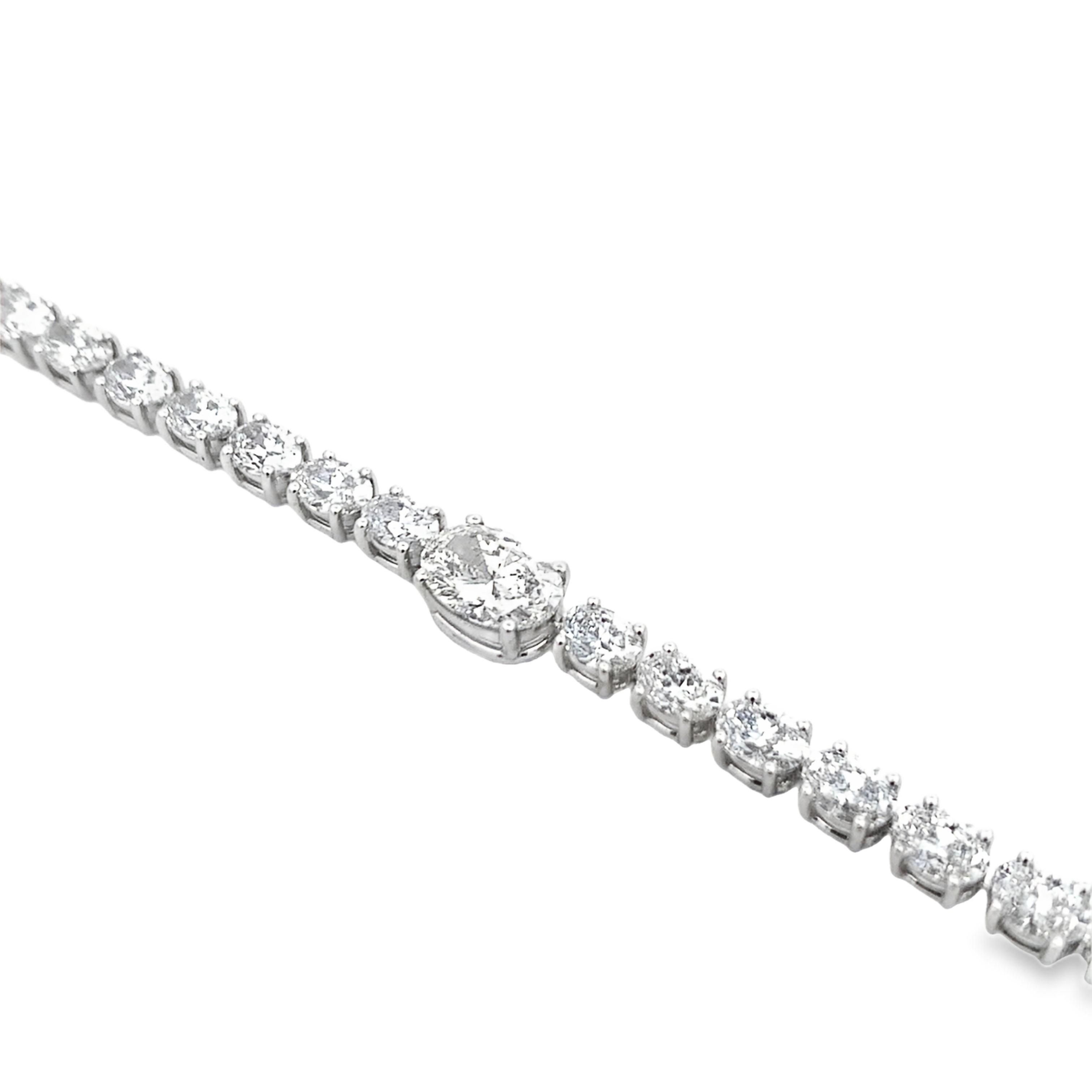 Norman Silverman 18K White Gold Oval Cut Diamond Tennis Necklace